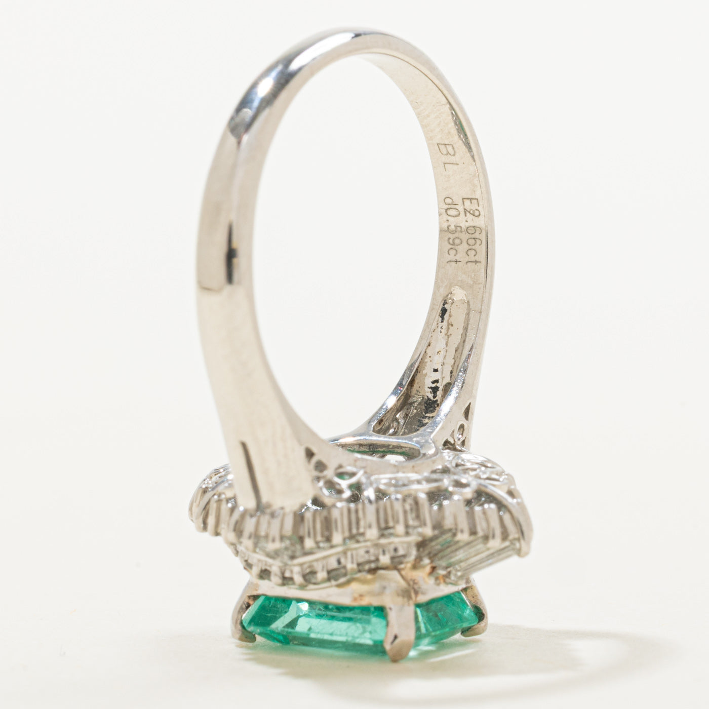 Platinum Colombian Emerald & Diamond Ring | 2.66ct, 0.59ctw | Sz 7.25