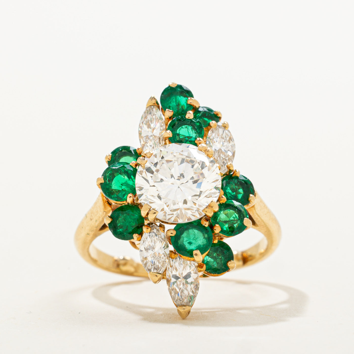 1975 Paris 'Boucheron' Diamond & Emerald Ring | 1.84ct | 0.69ctw | 1.45ctw | Sz 4.5