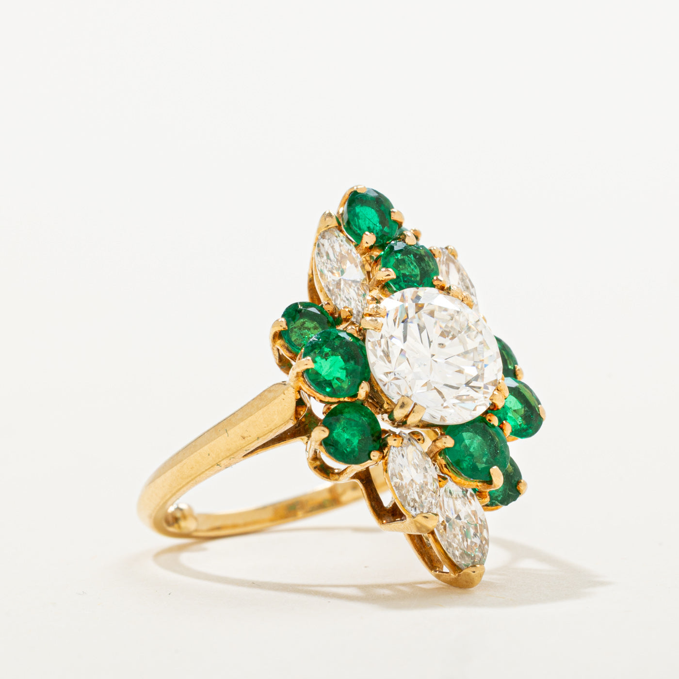 1975 Paris 'Boucheron' Diamond & Emerald Ring | 1.84ct | 0.69ctw | 1.45ctw | Sz 4.5