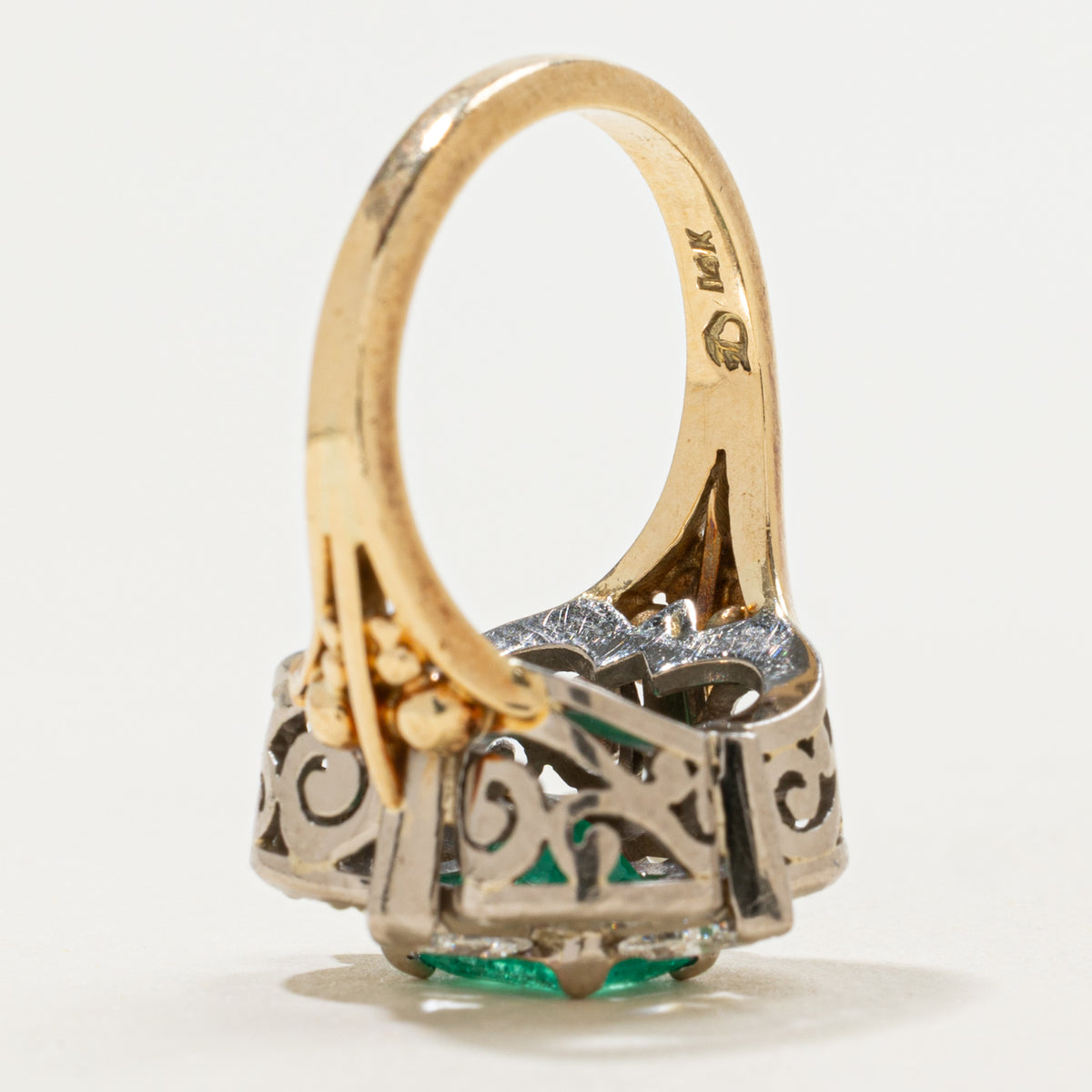 Vintage Emerald & Diamond Accented Cocktail Ring | 1.15ct, 0.72ctw, 0.24ctw | Sz 5.5