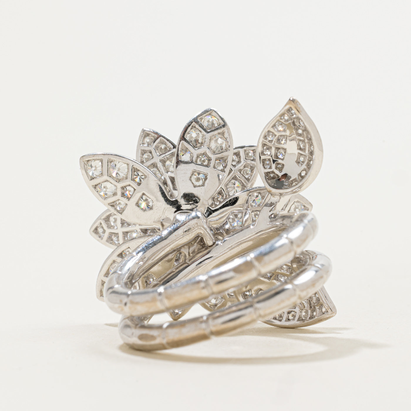 Lotus Two-Finger Statement Ring | 2.46ctw | Sz 6.75