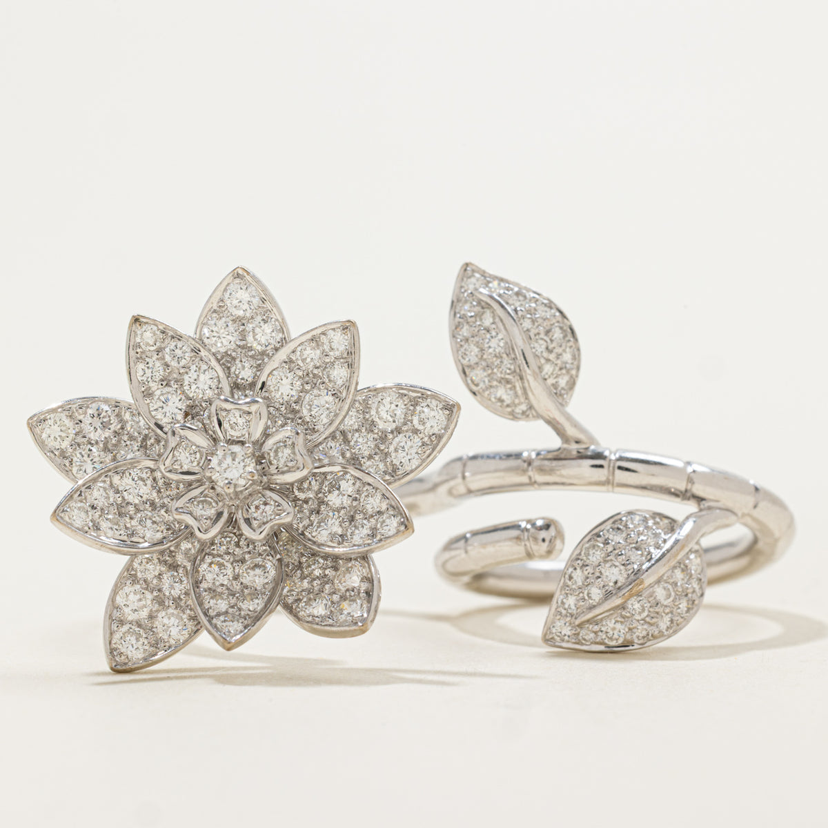 Lotus Two-Finger Statement Ring | 2.46ctw | Sz 6.75