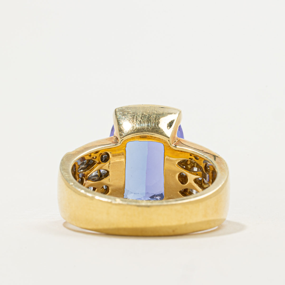 Cushion Cut Tanzanite & Diamond Accented Cocktail Ring | 9.00ct, 1.44ctw | Sz 9.75