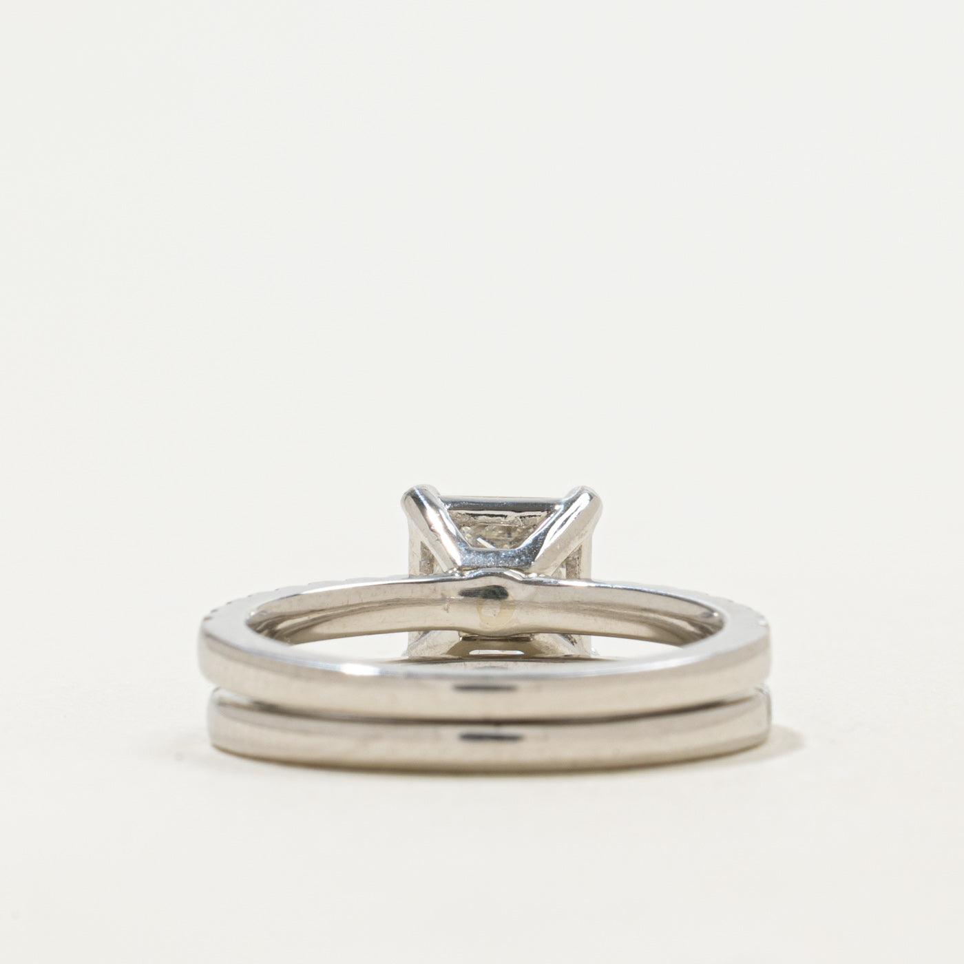 GIA Princess Cut Diamond Wedding Ring Set | GIA 1.54ct IF E Ex, 0.39ctw | Sz 5.25