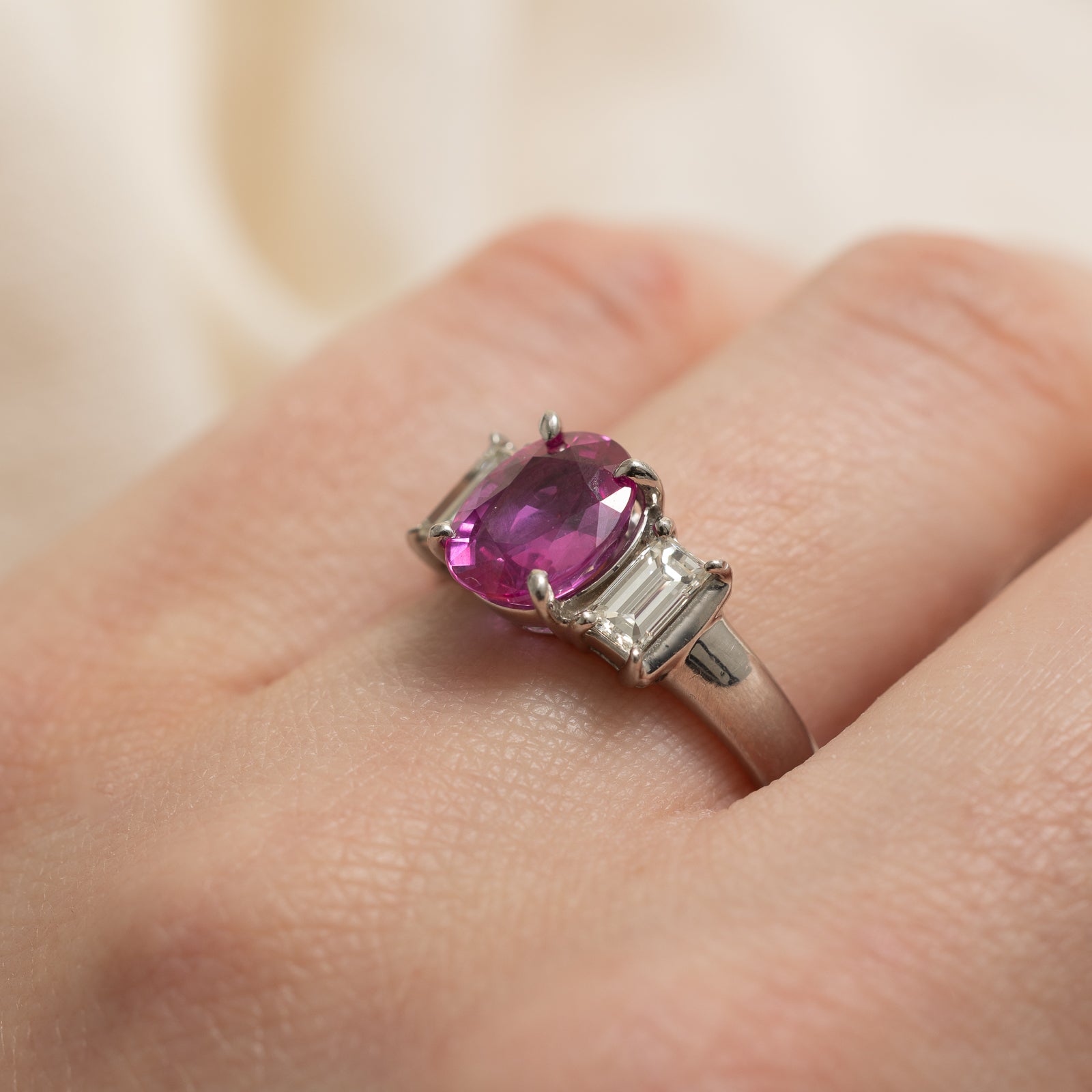 GRS Unheated Burma Pink Sapphire & Diamond Ring | 2.42ct, 0.63ctw | SZ 6.25