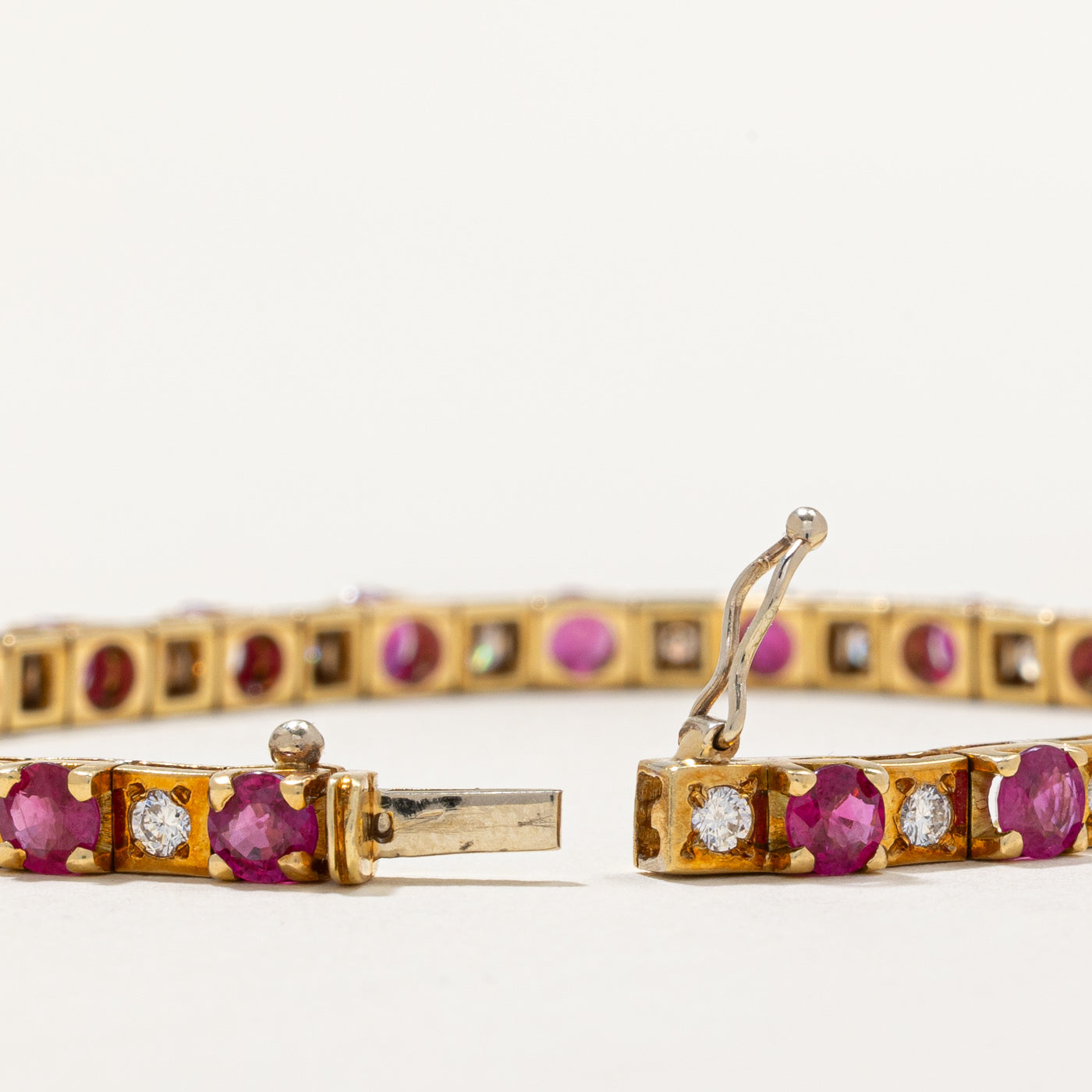 2002 London Hallmarked Burmese Ruby & Diamond Bracelet | 5.75ctw, 1.15ctw | 7.25"
