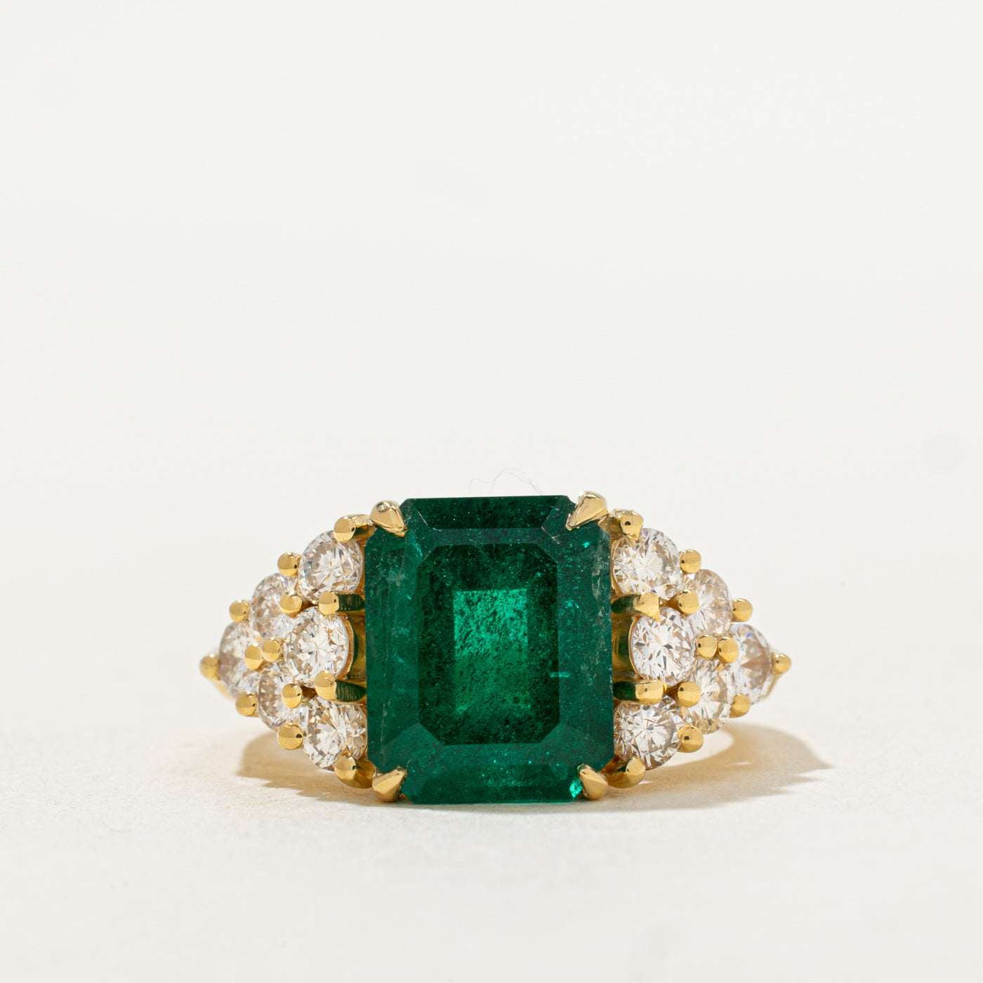 4.83ct AGL Brazilian Emerald & Diamond Ring | AGL 4.83ct | 1.00ctw | SZ 7