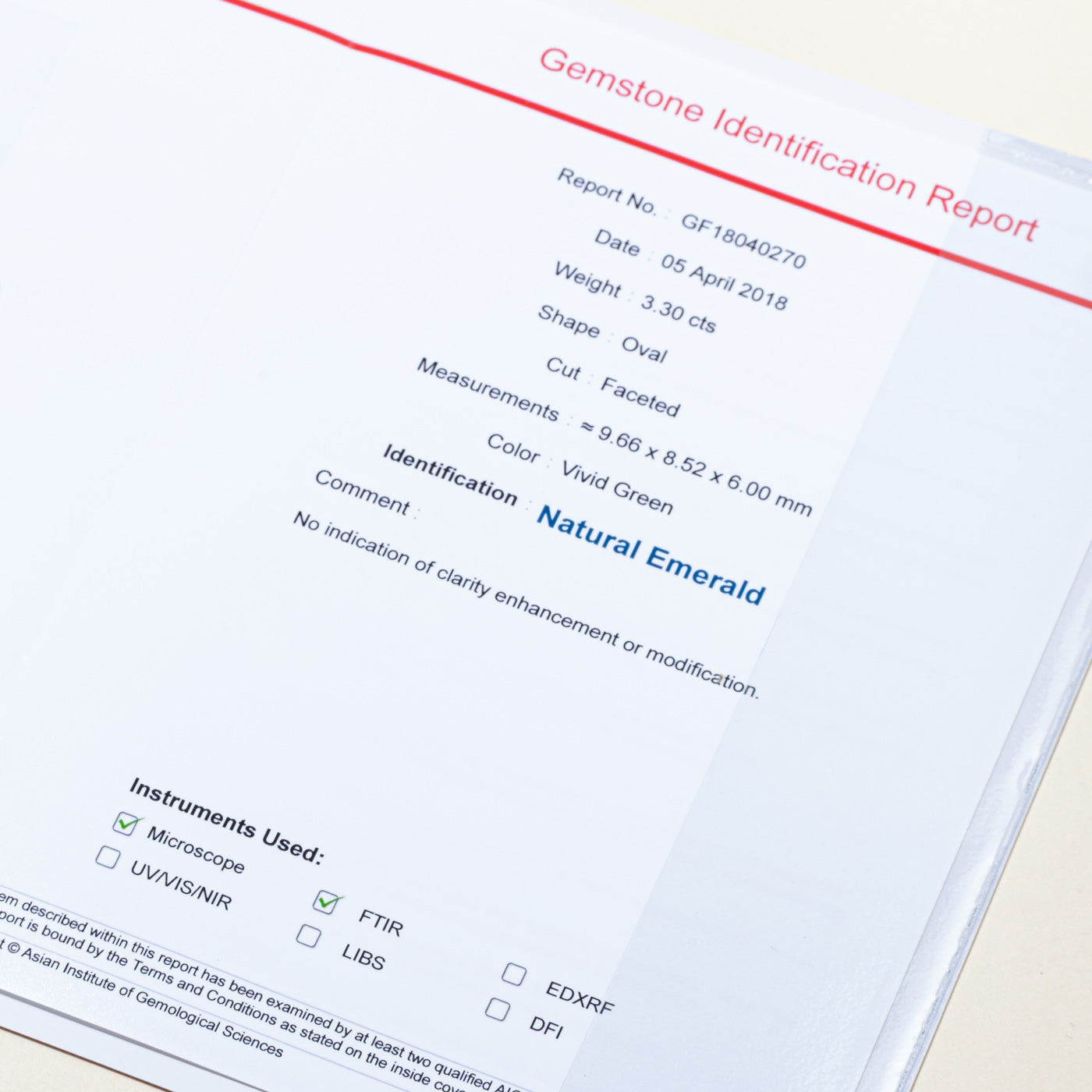 AIGS No Oil Vivid Green Emerald & Diamond Ring | AIGS 3.30ct, 1.323ctw | SZ 7