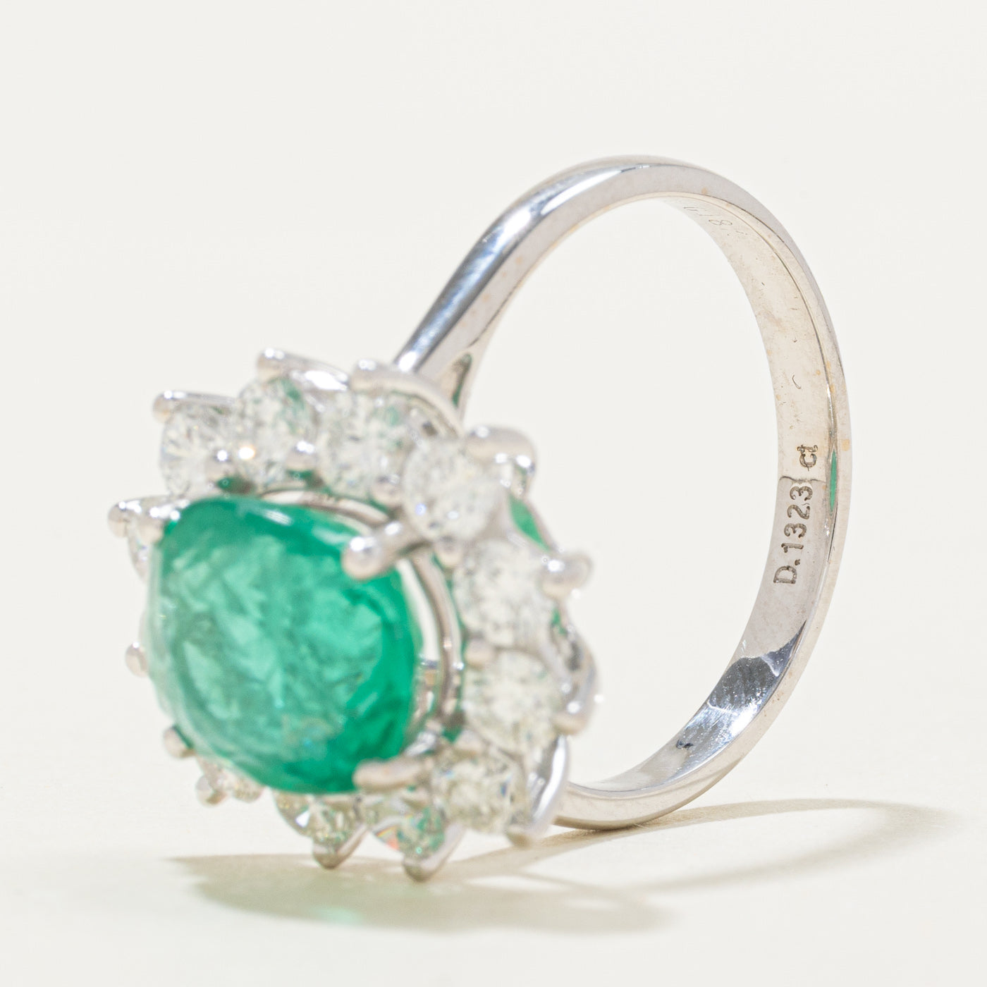 AIGS No Oil Vivid Green Emerald & Diamond Ring | AIGS 3.30ct, 1.323ctw | SZ 7