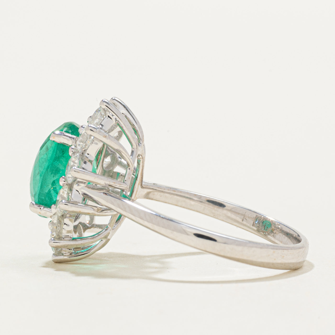 AIGS No Oil Vivid Green Emerald & Diamond Ring | AIGS 3.30ct, 1.323ctw | SZ 7