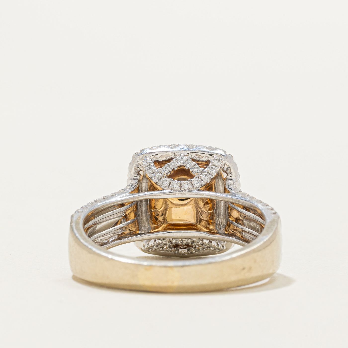 2.90ct Cushion Cut Natural Cognac Diamond Halo Ring | 2.90ct, 0.70ctw | Sz 8