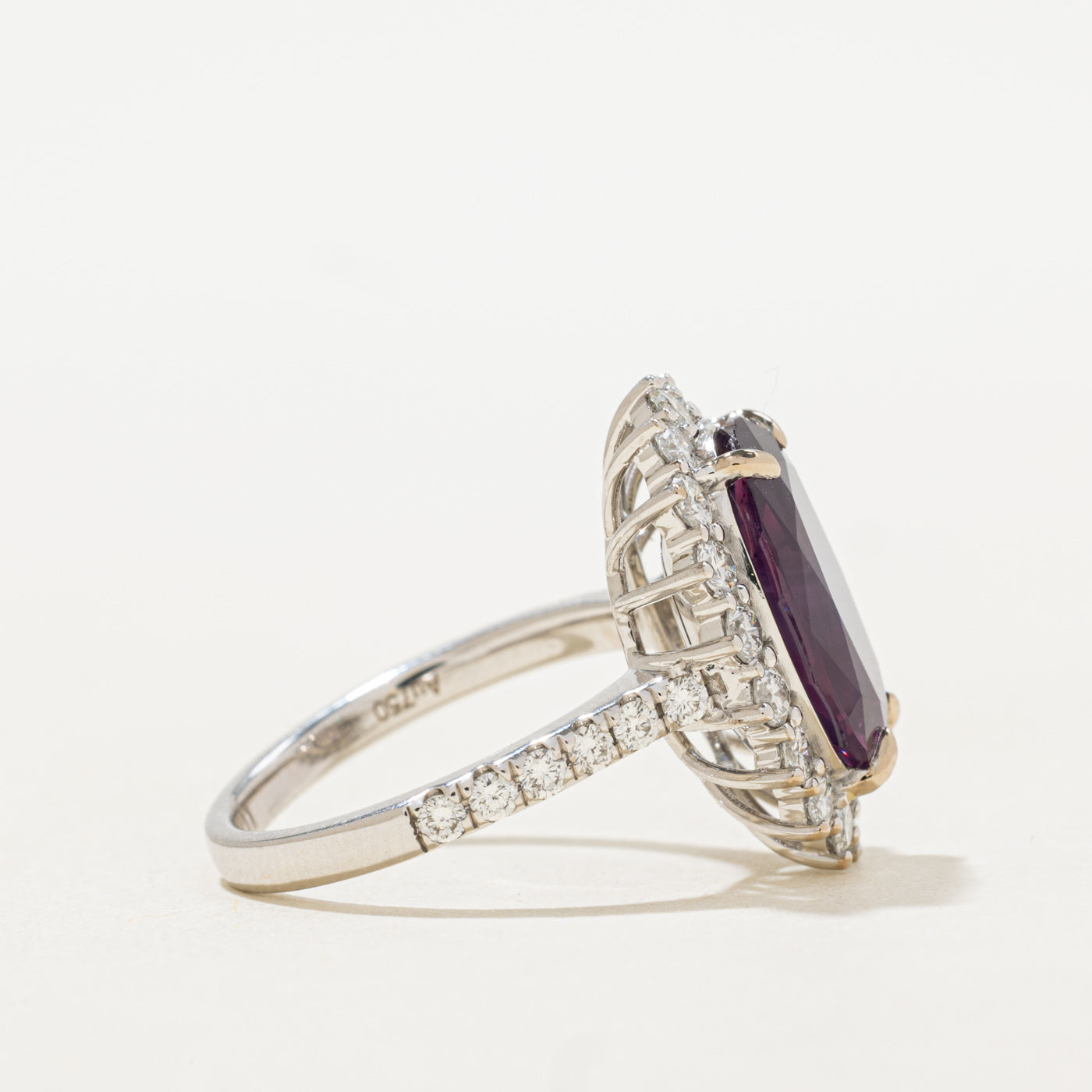 6.42ct GRS Unheated Kashmir Purplish-Red Ruby & Diamond Ring | GRS 6.42ct | 1.30ctw | SZ 6.75