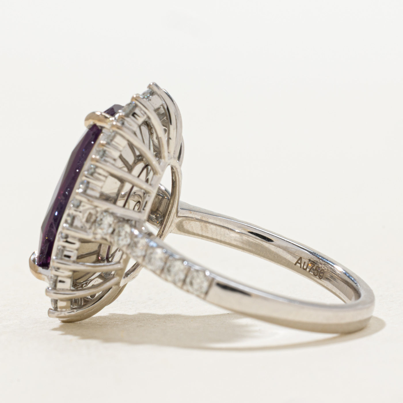 6.42ct GRS Unheated Kashmir Purplish-Red Ruby & Diamond Ring | GRS 6.42ct | 1.30ctw | SZ 6.75