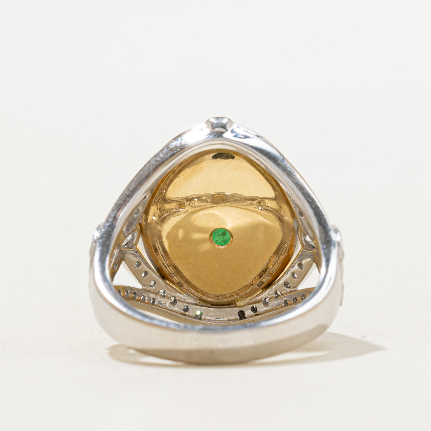 14.90ct GRS Untreated Sugerloaf Tsavorite Garnet & Diamond Ring | GRS 14.90ct | 0.71ctw | SZ 7