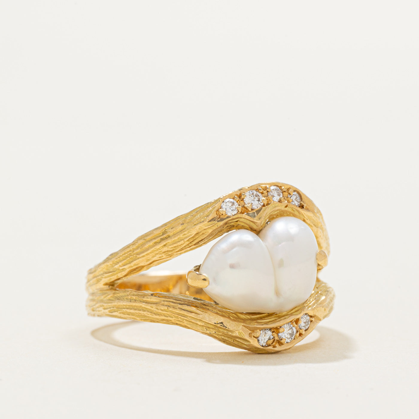 'Cavelti' Pearl & Diamond Cocktail Ring | 0.10ctw | SZ 8.75