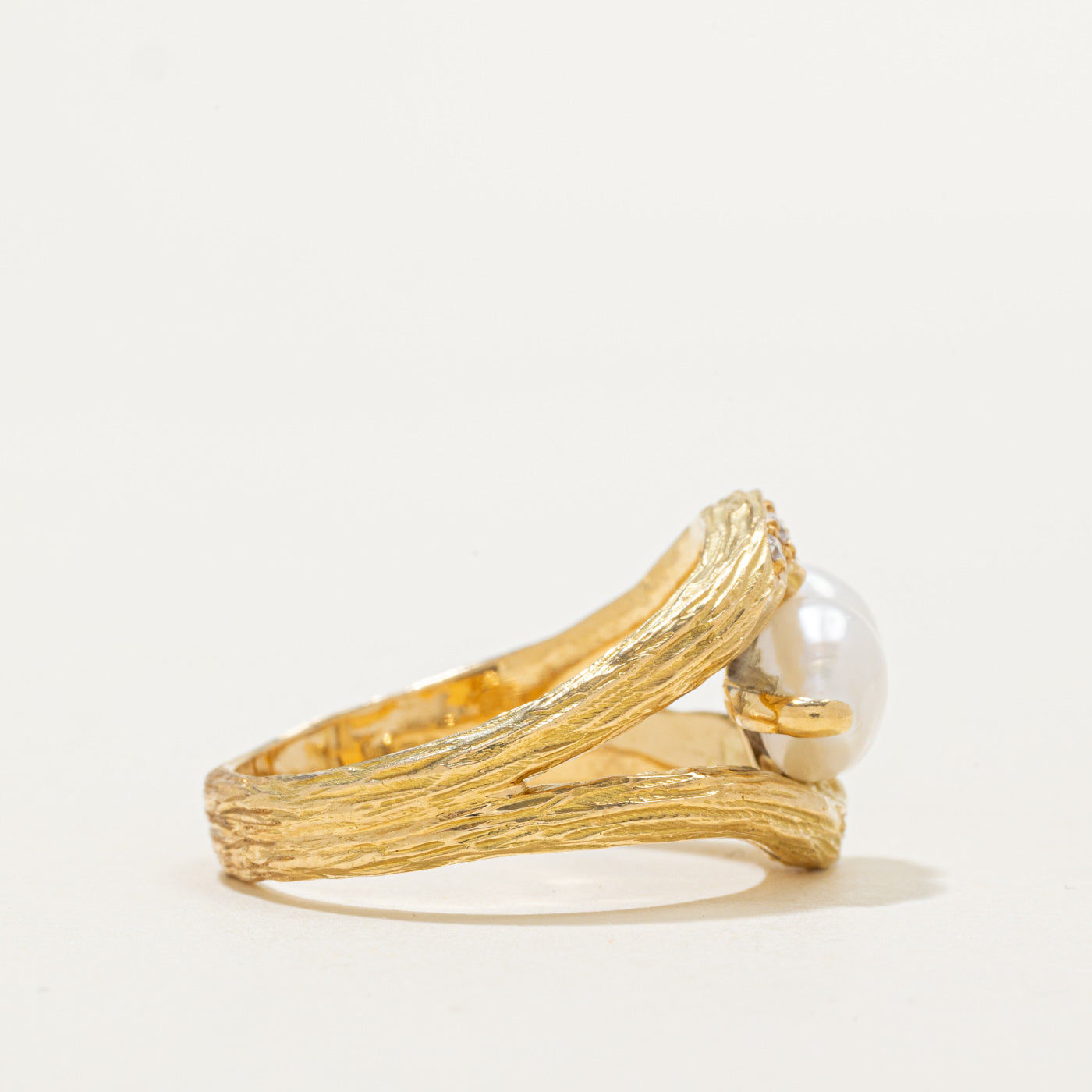 'Cavelti' Pearl & Diamond Cocktail Ring | 0.10ctw | SZ 8.75