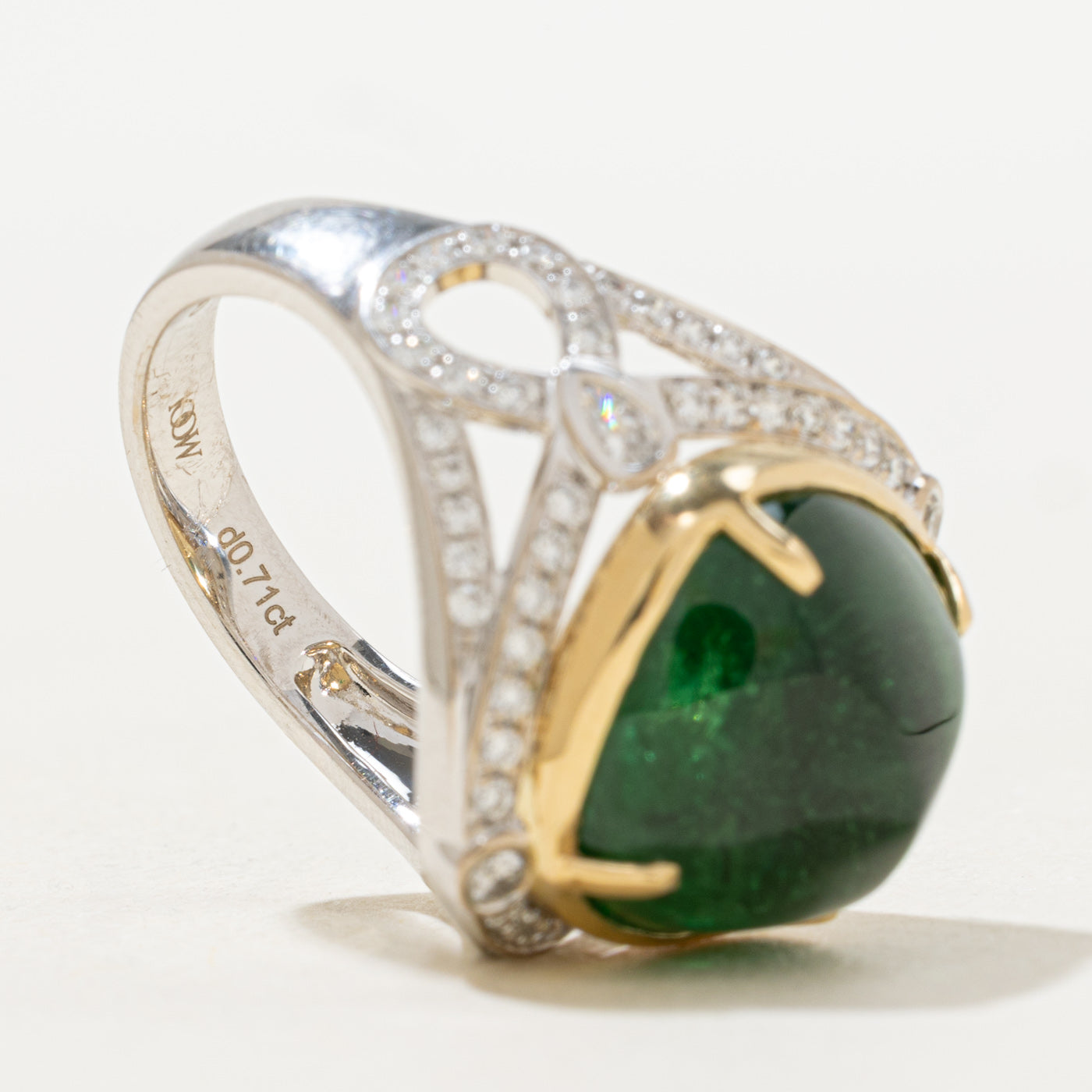 14.90ct GRS Untreated Sugerloaf Tsavorite Garnet & Diamond Ring | GRS 14.90ct | 0.71ctw | SZ 7