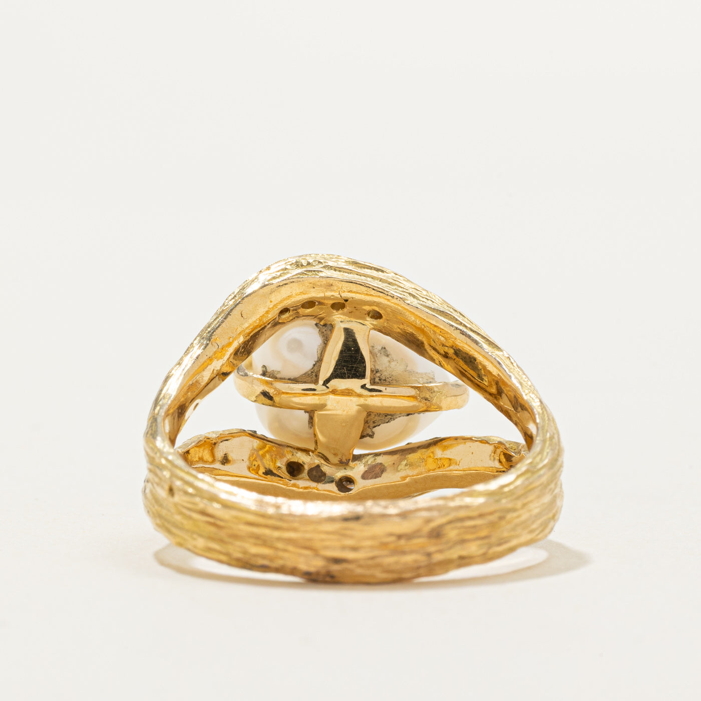 'Cavelti' Pearl & Diamond Cocktail Ring | 0.10ctw | SZ 8.75