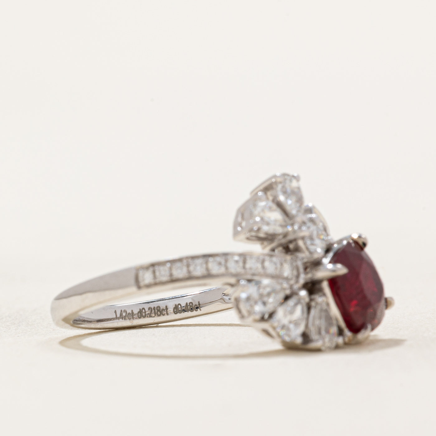 AIGS Unheated Ruby & Diamond Bypass Ring | 1.42ct, 0.698ctw | SZ 6