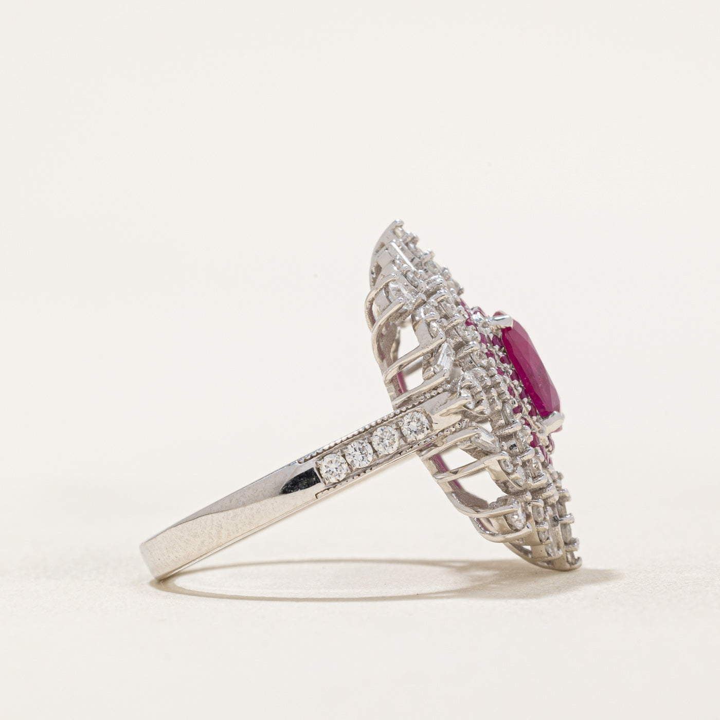 GRS Unheated Burma Ruby & Diamond Cocktail Ring | 1.82ctw, 0.90ctw | SZ 6.5