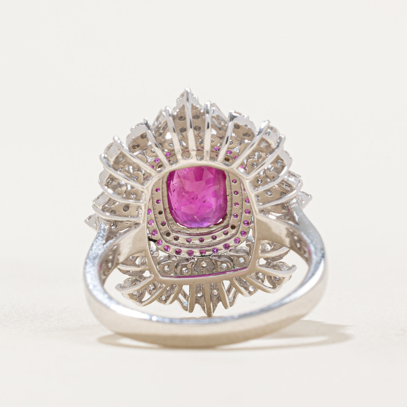 GRS Unheated Burma Ruby & Diamond Cocktail Ring | 1.82ctw, 0.90ctw | SZ 6.5