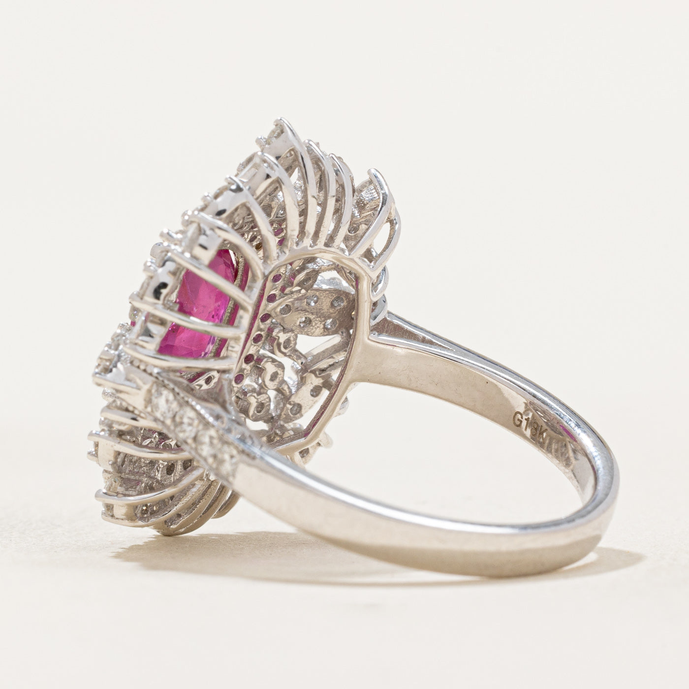 GRS Unheated Burma Ruby & Diamond Cocktail Ring | 1.82ctw, 0.90ctw | SZ 6.5