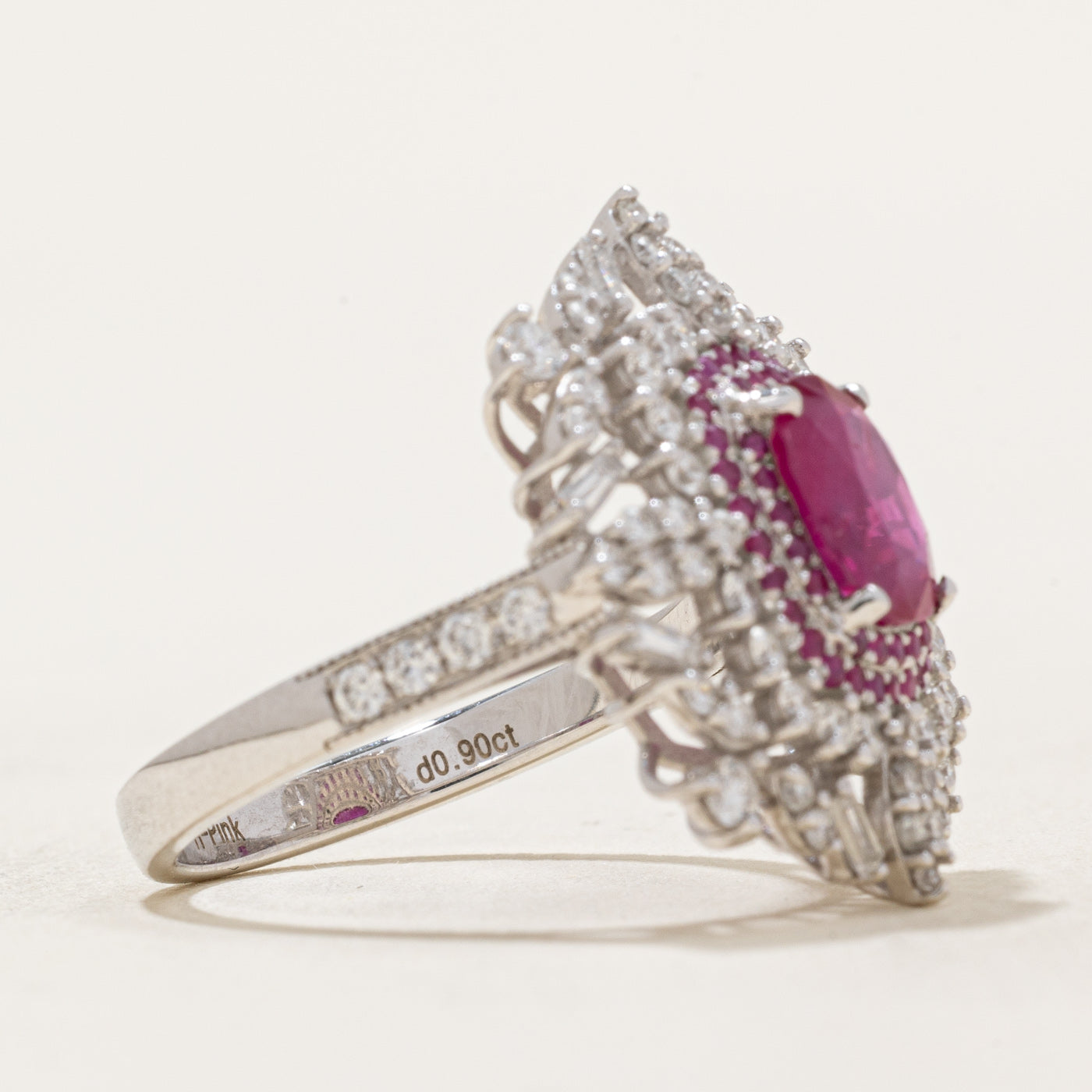 GRS Unheated Burma Ruby & Diamond Cocktail Ring | 1.82ctw, 0.90ctw | SZ 6.5