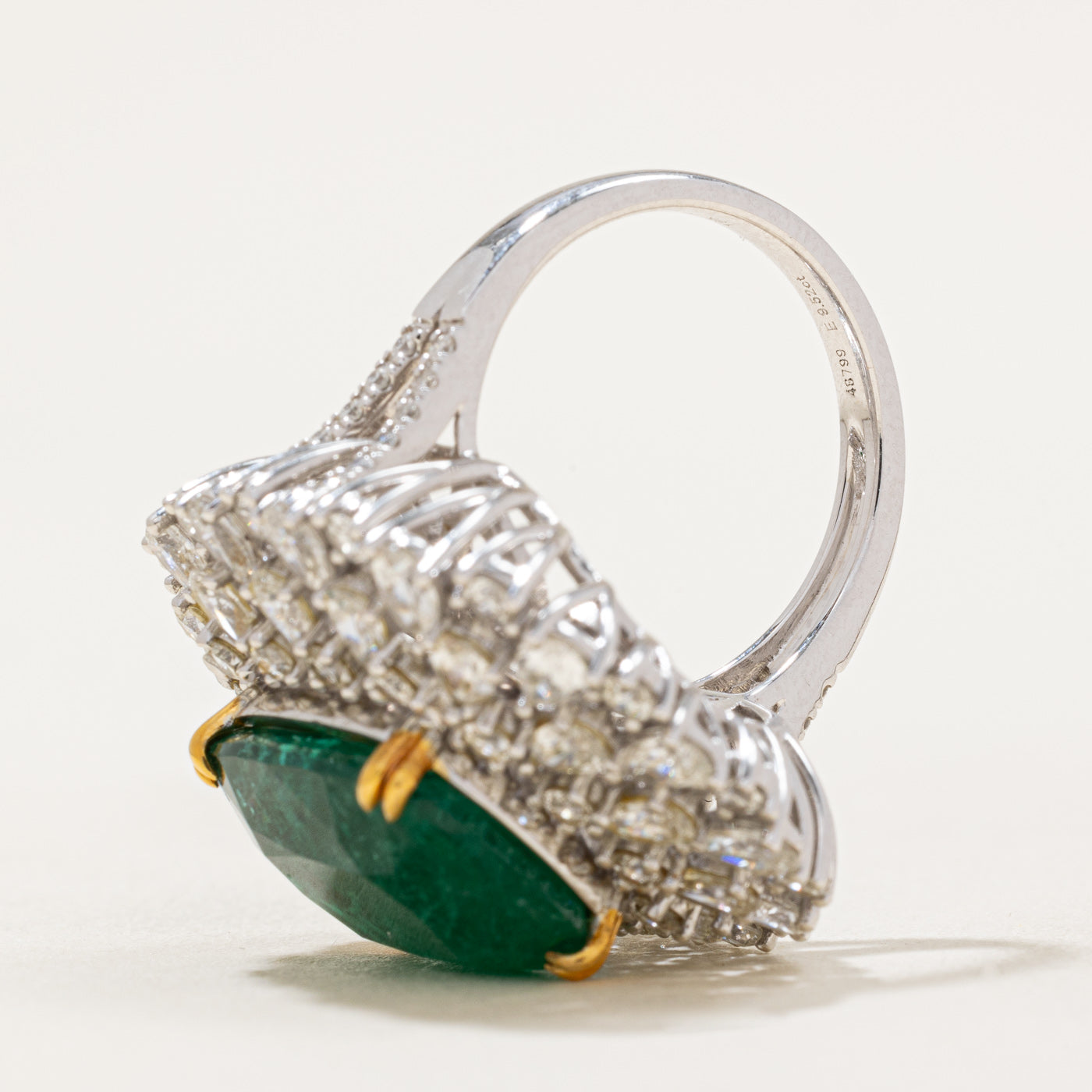 9.5ct+ Emerald & Diamond Cocktail Ring | 9.52ct, 3.96ctw | SZ 7.25