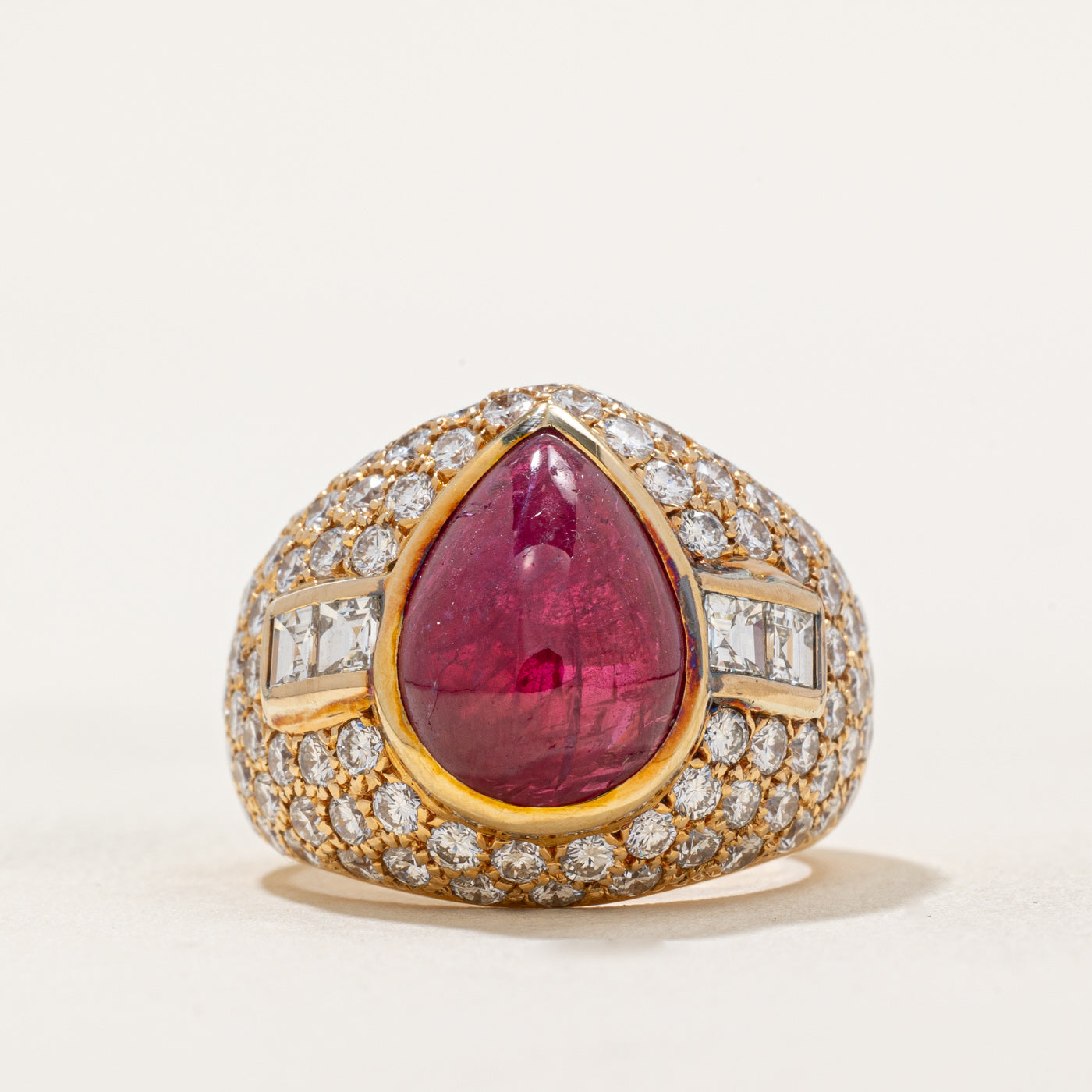 5ct+ GIA Unheated Afghanistan Ruby & Diamond Cocktail Ring | 5.24ct, 2.52ctw | SZ 6