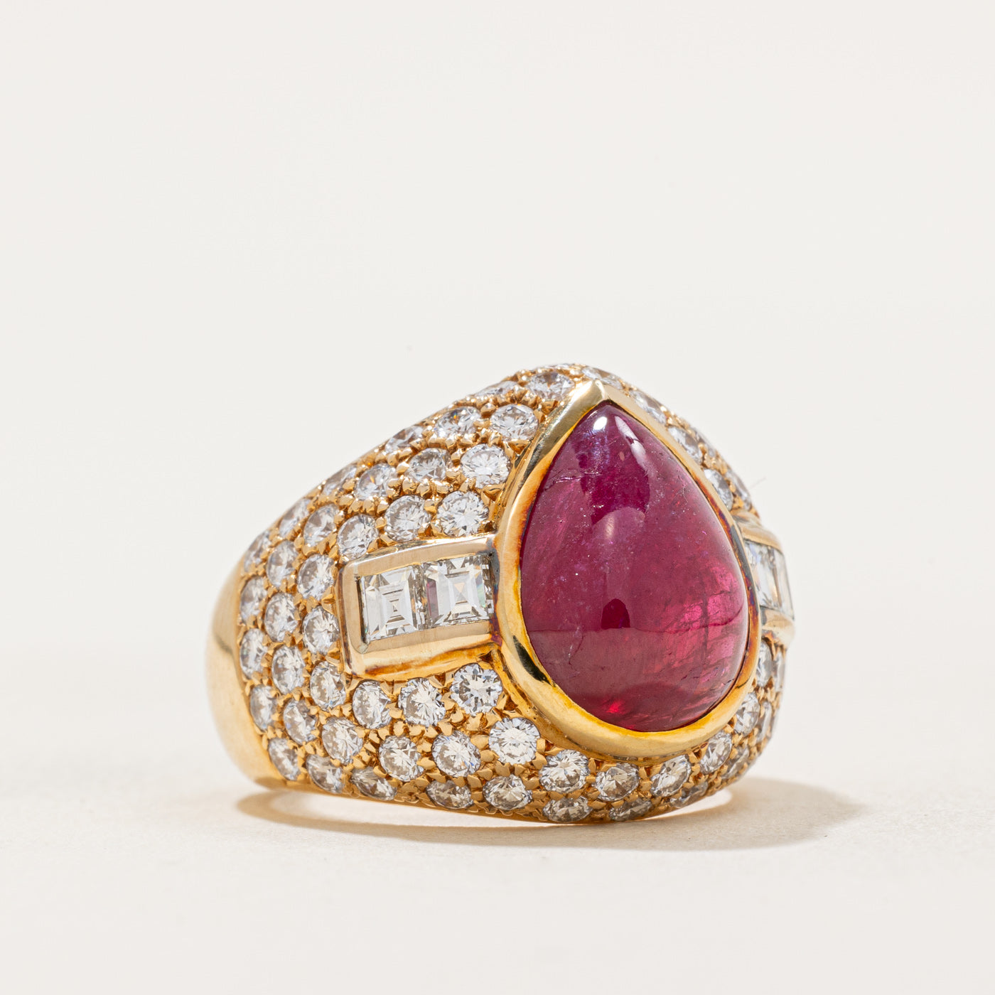 5ct+ GIA Unheated Afghanistan Ruby & Diamond Cocktail Ring | 5.24ct, 2.52ctw | SZ 6