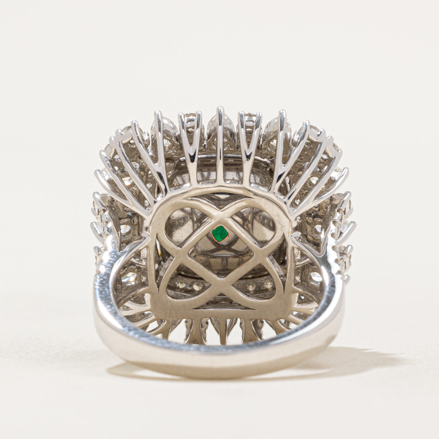 8ct+ Emerald & Diamond Cocktail Ring | 8.18ct, 1.40ctw | SZ 7