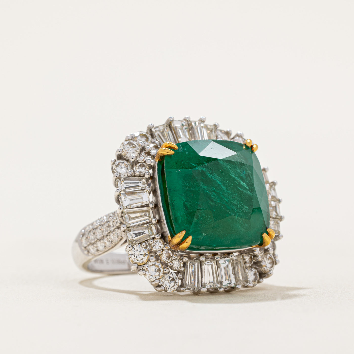 10ct+ Emerald & Diamond Cocktail Ring | 10.89ct, 2.03ctw | SZ 7