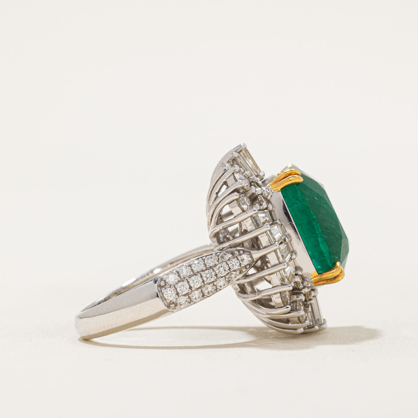10ct+ Emerald & Diamond Cocktail Ring | 10.89ct, 2.03ctw | SZ 7