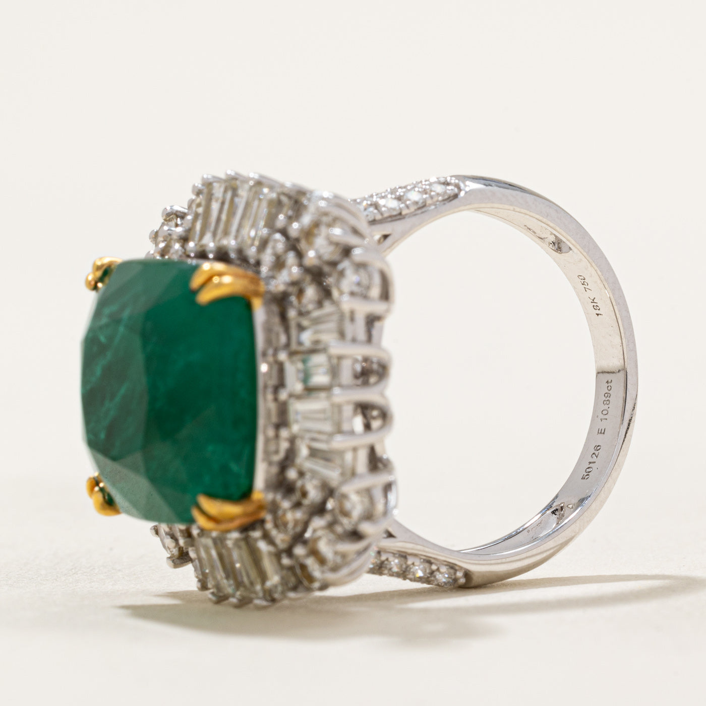 10ct+ Emerald & Diamond Cocktail Ring | 10.89ct, 2.03ctw | SZ 7