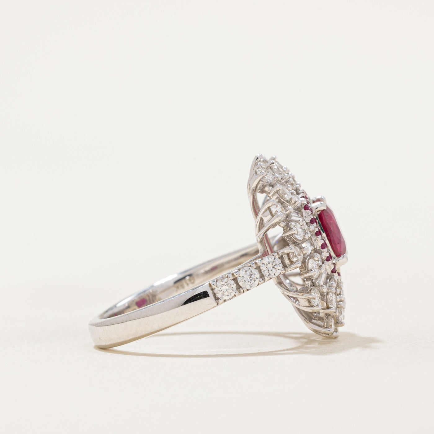 GRS Unheated Ruby & Diamond Cocktail Ring | 1.29ctw, 1.30ctw | SZ 6.5