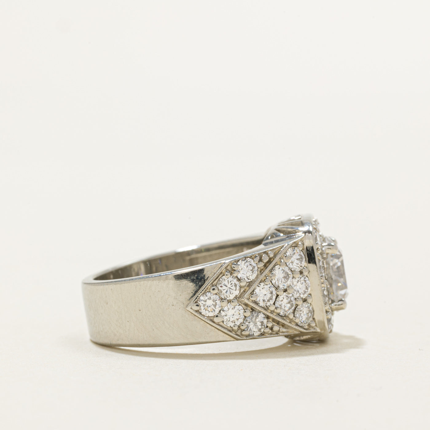 3.34ctw Diamond Halo Ring | 1.68ct SI2 E Ex, 3.34ctw | SZ 8
