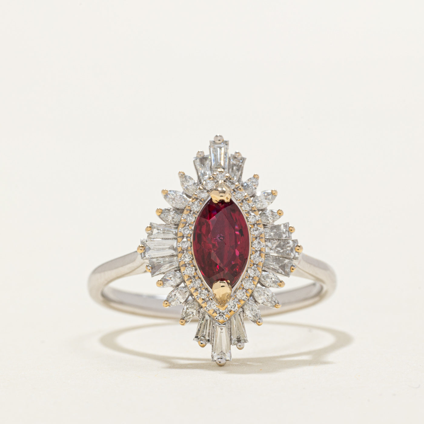 GRS Unheated Vivid Red Ruby & Diamond Ring | GRS 0.99ct, 0.72ctw | SZ 9