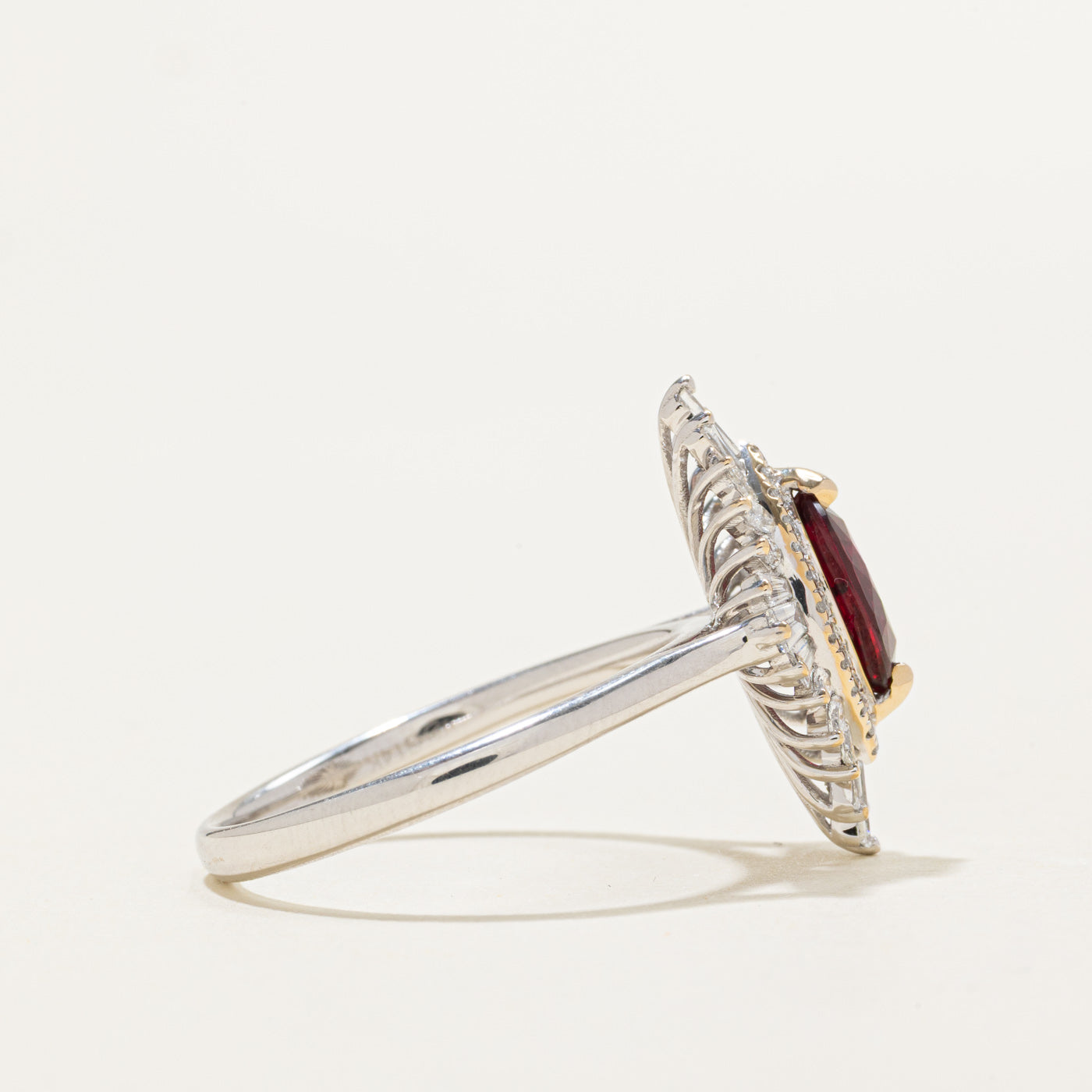 GRS Unheated Vivid Red Ruby & Diamond Ring | GRS 0.99ct, 0.72ctw | SZ 9