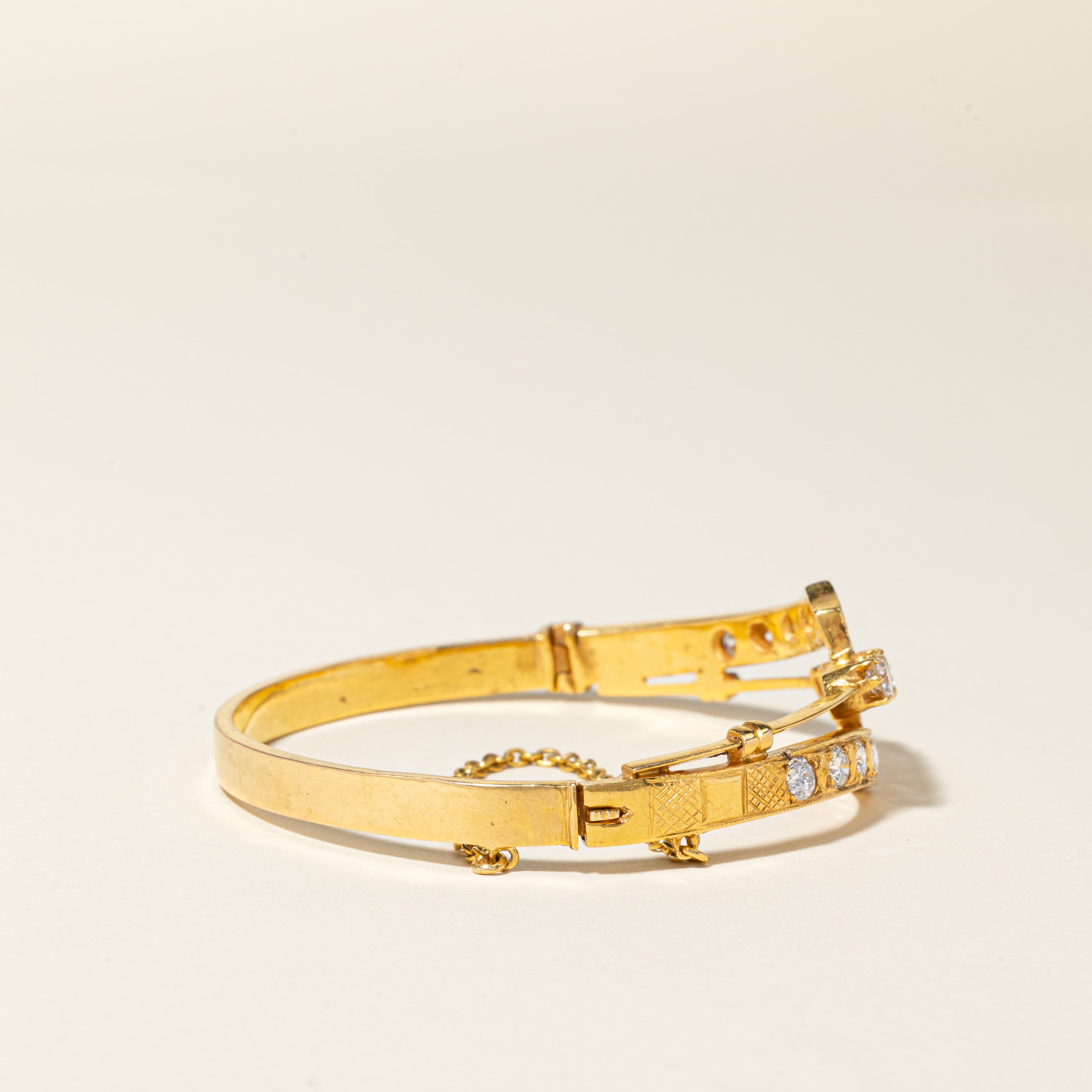 15K Yellow Gold Diamond Oval Shaped Bangle Bracelet | 2.67ctw | 7"