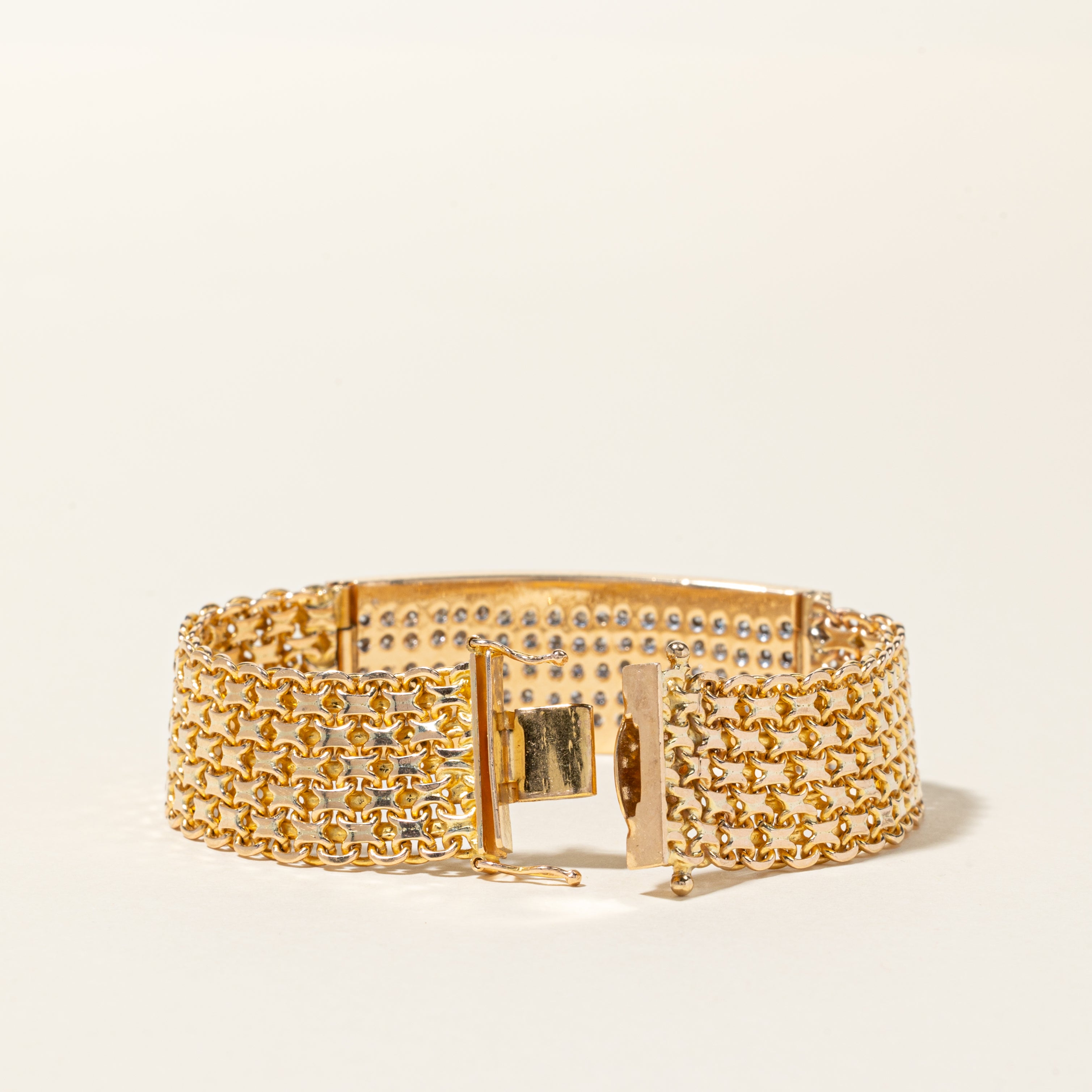 Italian 10K Yellow Gold Diamond Watch Strap Bracelet | 2.47ctw | SZ 6.5"