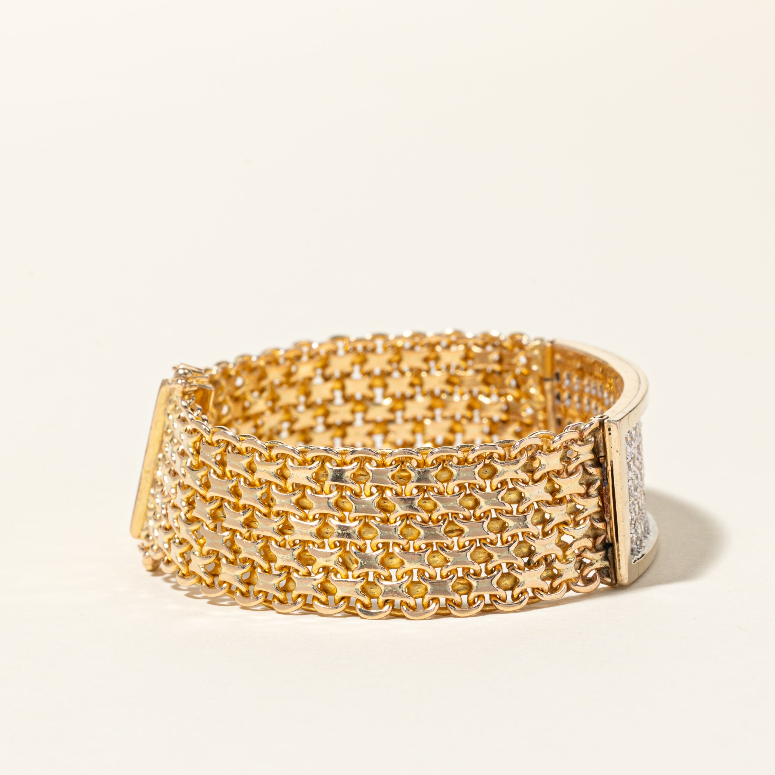 Italian 10K Yellow Gold Diamond Watch Strap Bracelet | 2.47ctw | SZ 6.5"