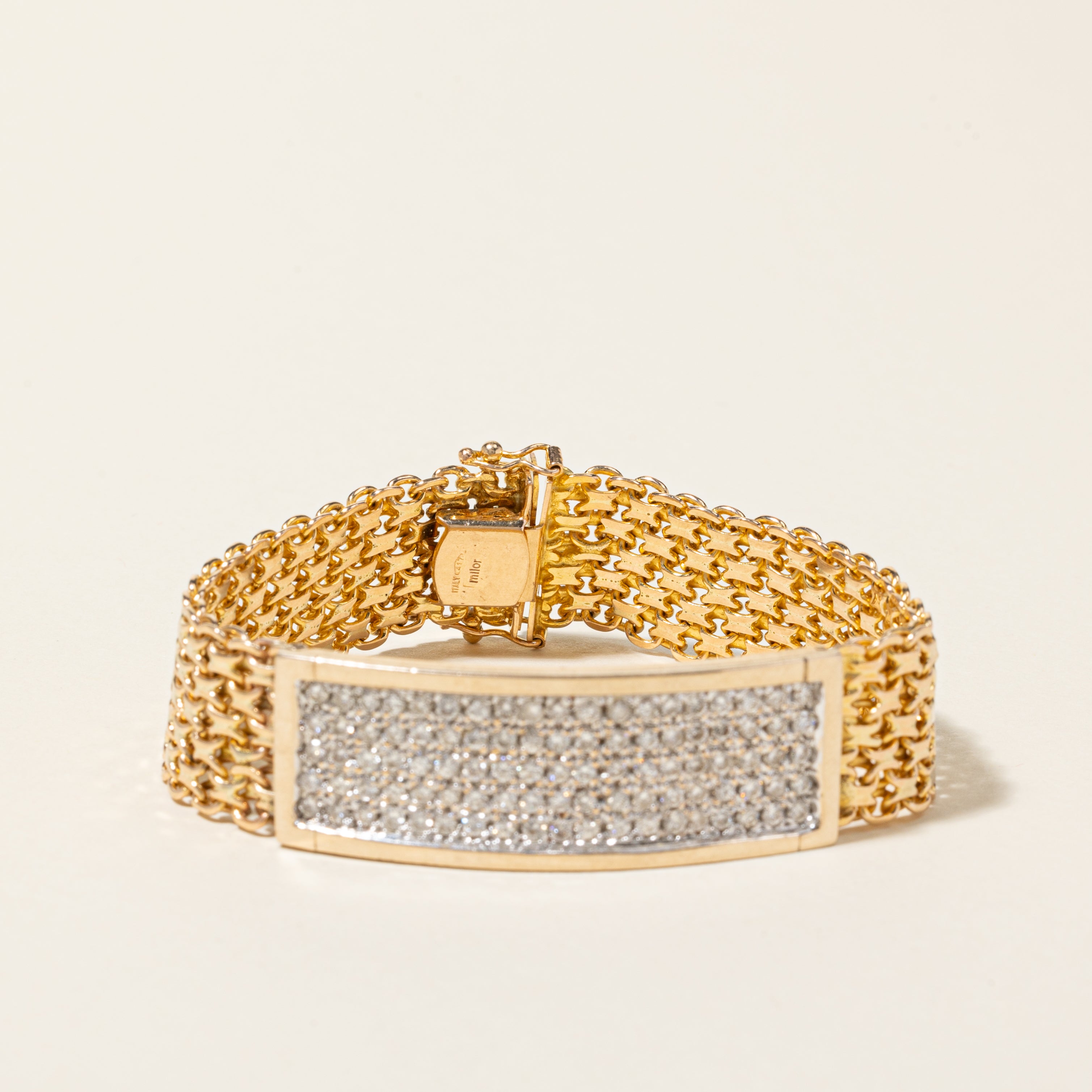 Italian 10K Yellow Gold Diamond Watch Strap Bracelet | 2.47ctw | SZ 6.5"