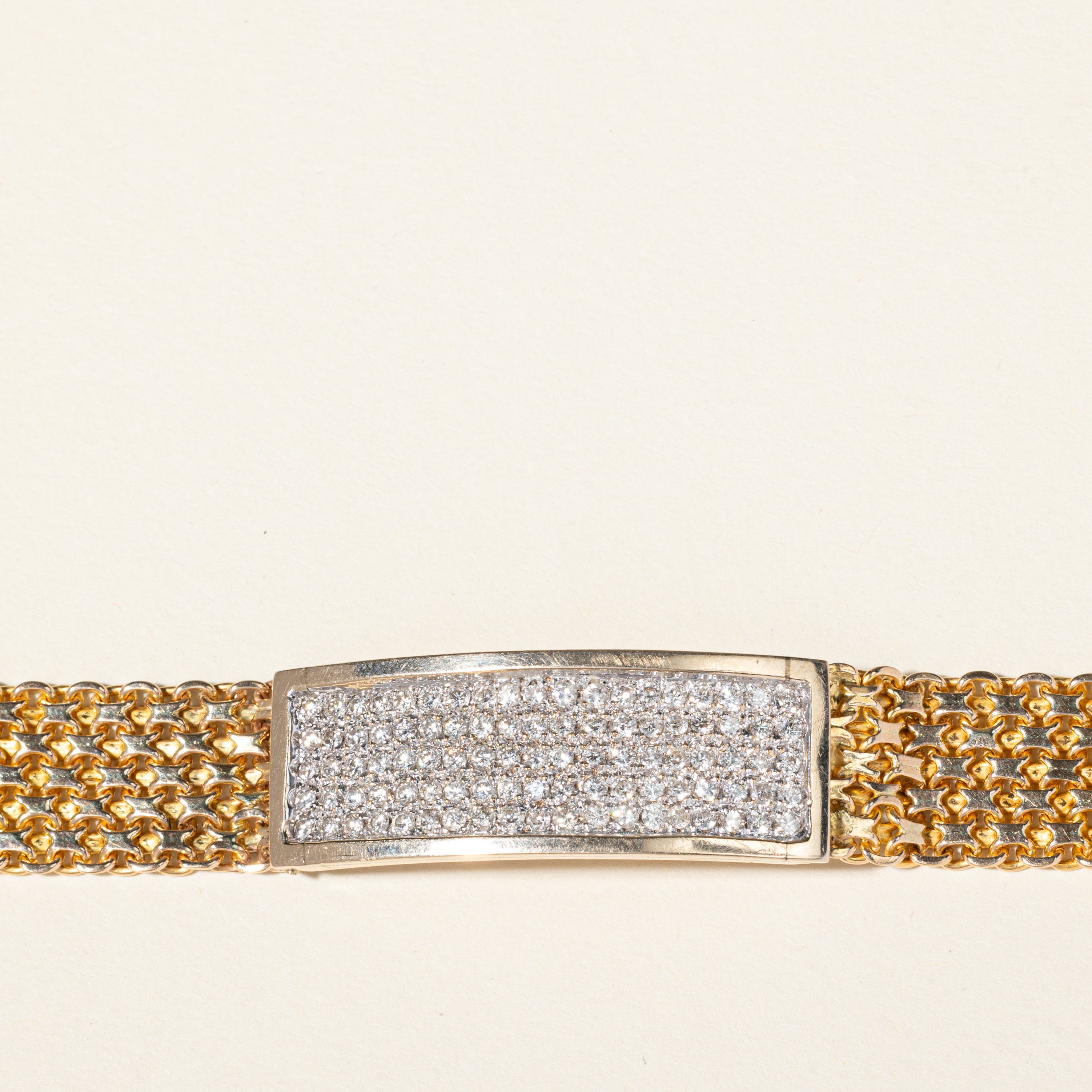 Italian 10K Yellow Gold Diamond Watch Strap Bracelet | 2.47ctw | SZ 6.5"