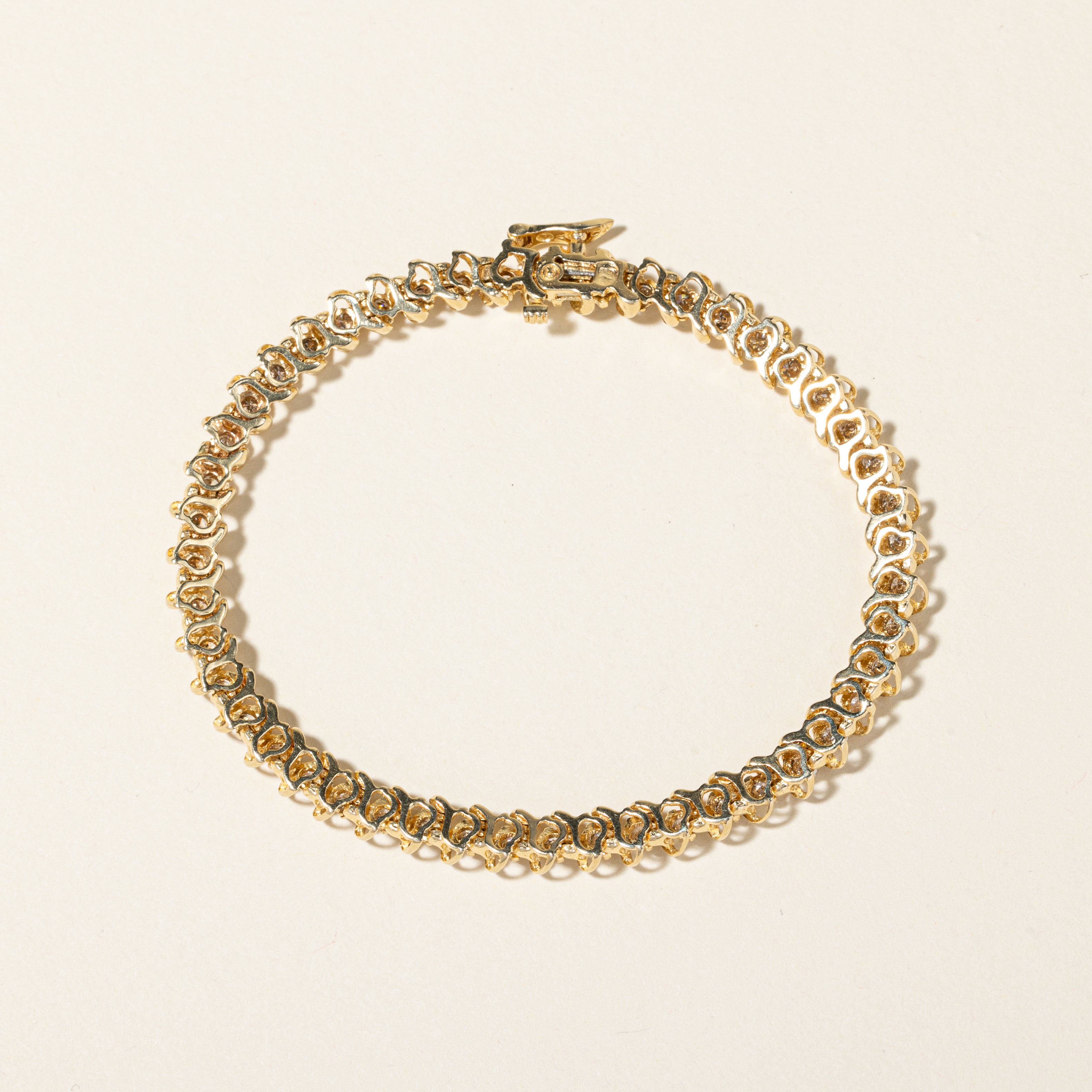 14K Yellow Gold Spiral Design Diamond Tennis Bracelet | 3.06ctw | SZ 8" |