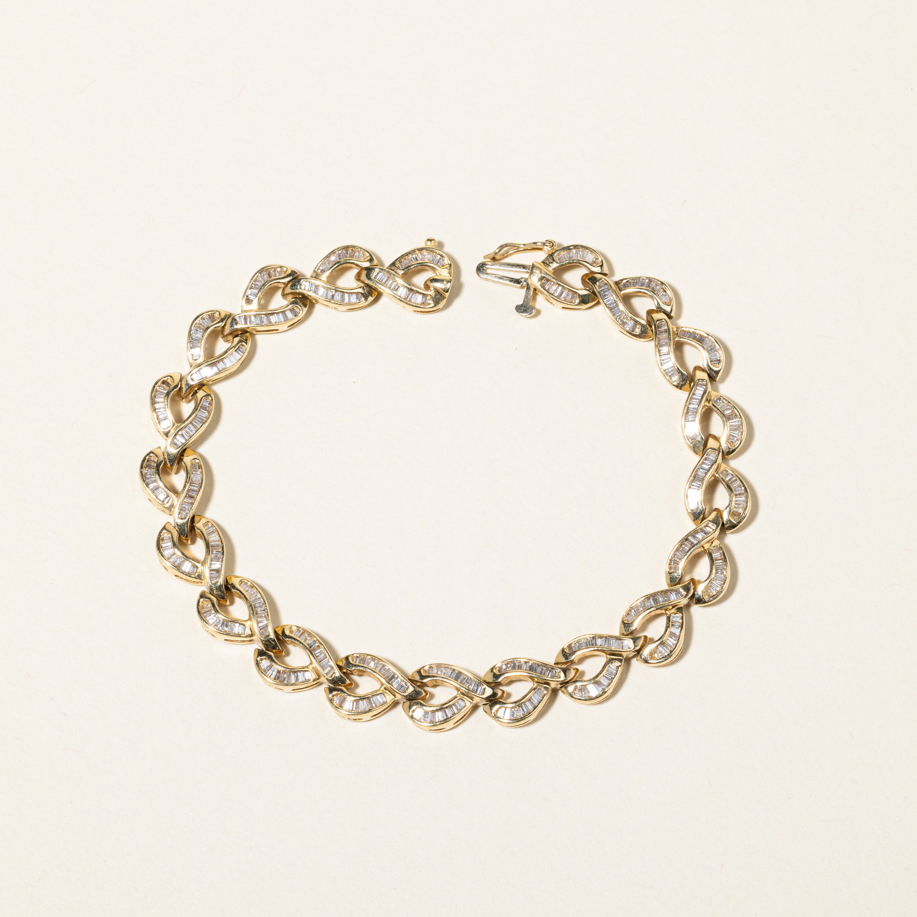 14K Yellow Gold Braided Design Diamond Bracelet | 2.22ctw | SZ 7.25" |