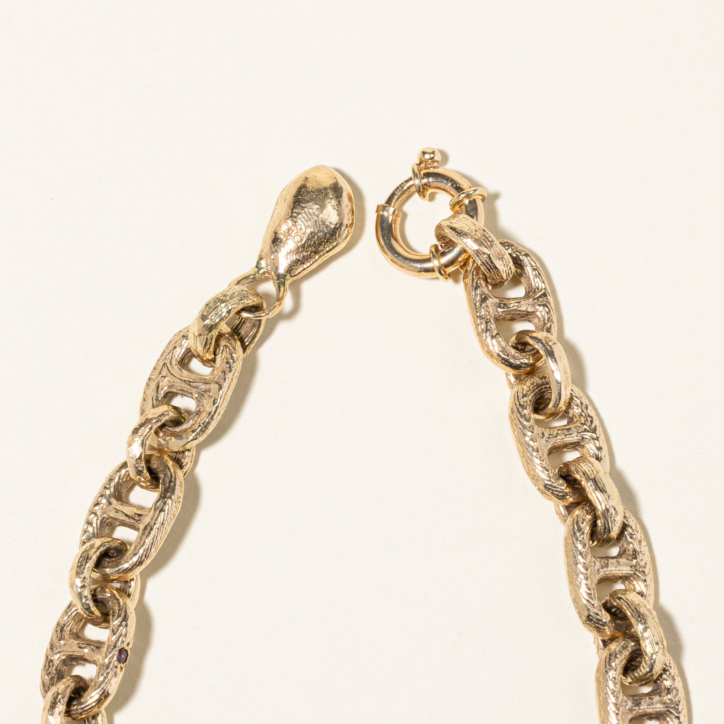 14K Yellow Gold Ruby & Diamond Anchor Chain Bracelet | 0.11ctw, 0.97ctw | 9.5" |