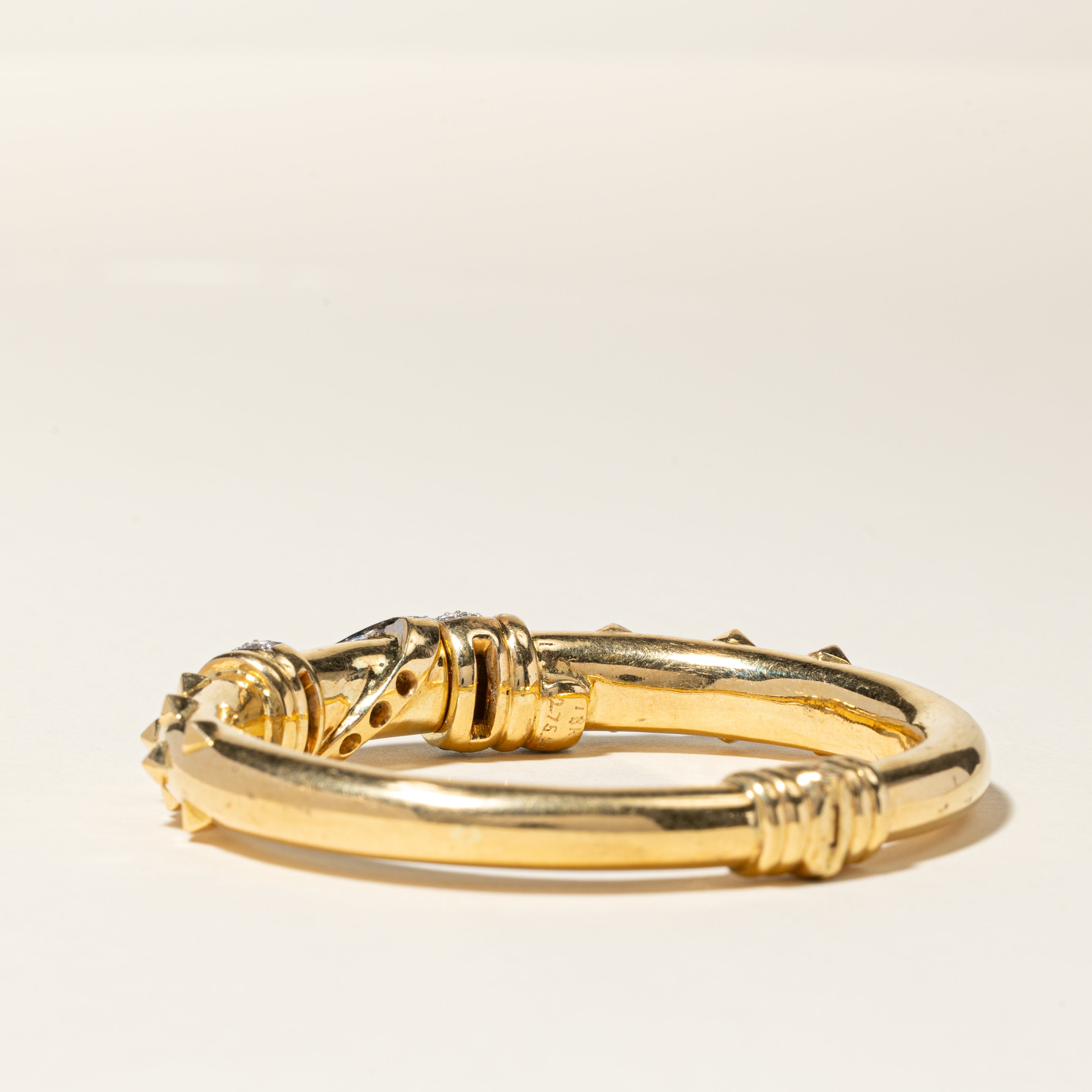18K Yellow Gold Studded Design Bangle Diamond Bangle Bracelet | 1.54ctw | 6.5" |