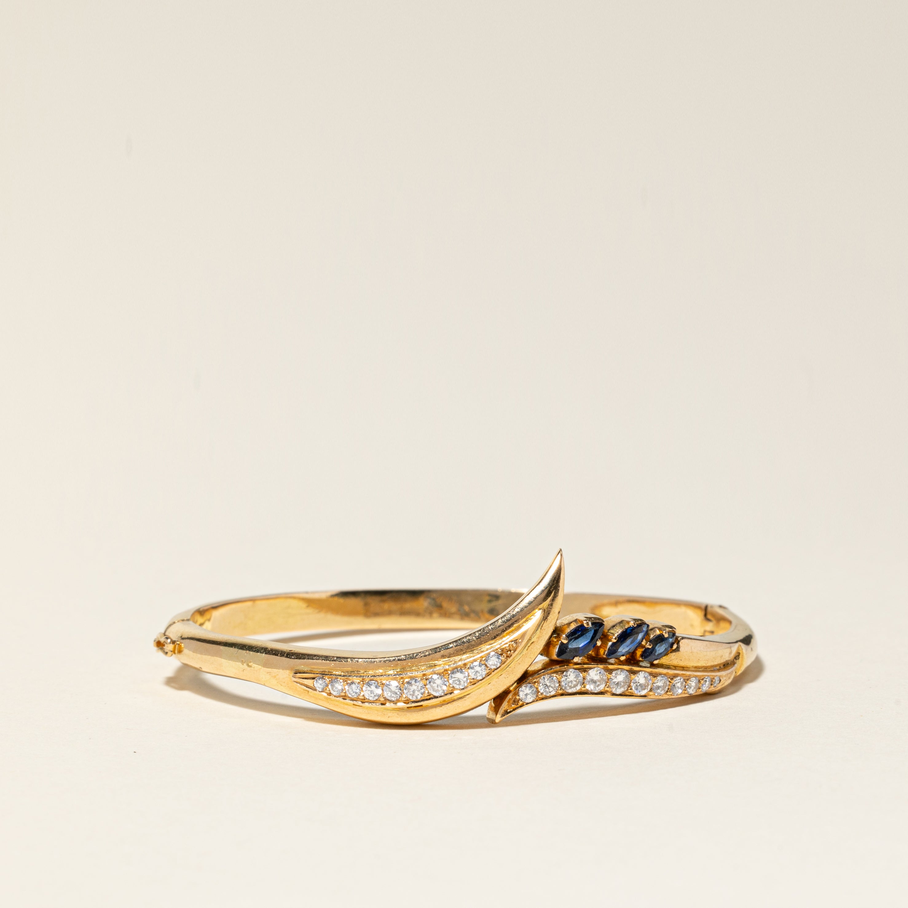 18K Yellow Gold Sapphire & Diamond Bangle | 0.91ctw, 0.53ctw | 6.5" |
