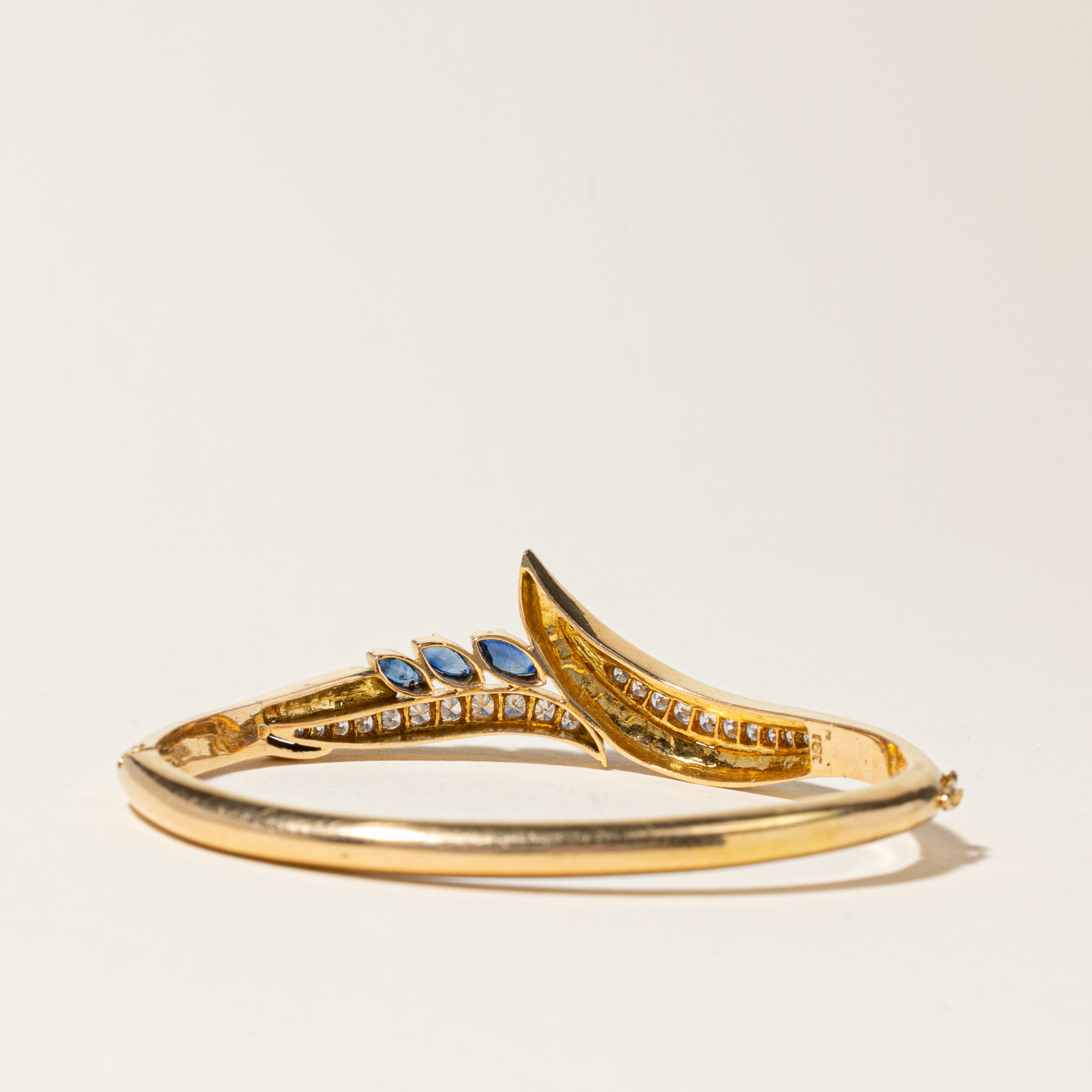 18K Yellow Gold Sapphire & Diamond Bangle | 0.91ctw, 0.53ctw | 6.5" |