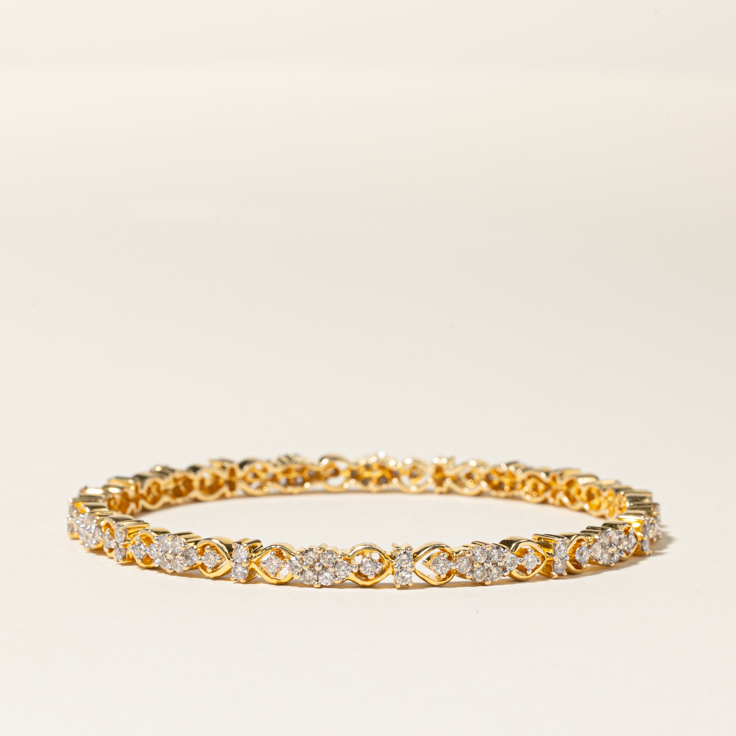 18K Yellow Gold Diamond Bangle | 4.02ctw | 8"